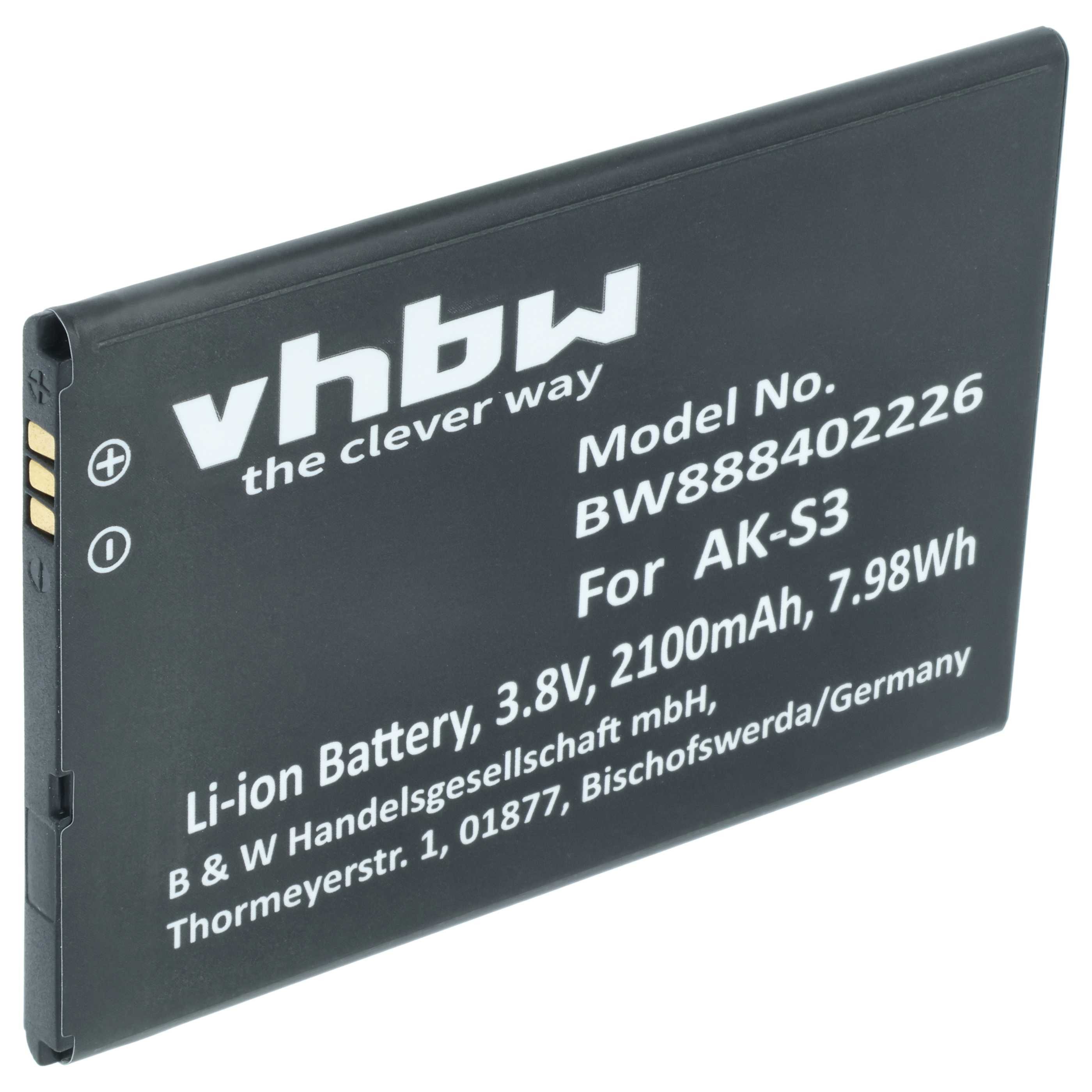 vhbw Akku passend für Emporia Smart 3 Smartphone / Mobilfunk (2100 mAh, 3,8 Smartphone-Akku Akku Li-Polymer 2100 mAh (3,8 V, 1 St), Leistungsfähiger Austausch-Akku für Telefon, Smartphone