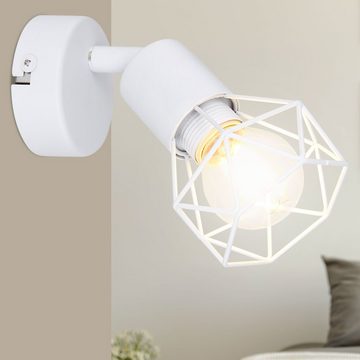 etc-shop LED Wandleuchte, Leuchtmittel inklusive, Warmweiß, Farbwechsel, Retro Käfig Wand Strahler dimmbar FERNBEDIENUNG Spot Lampe weiß im Set