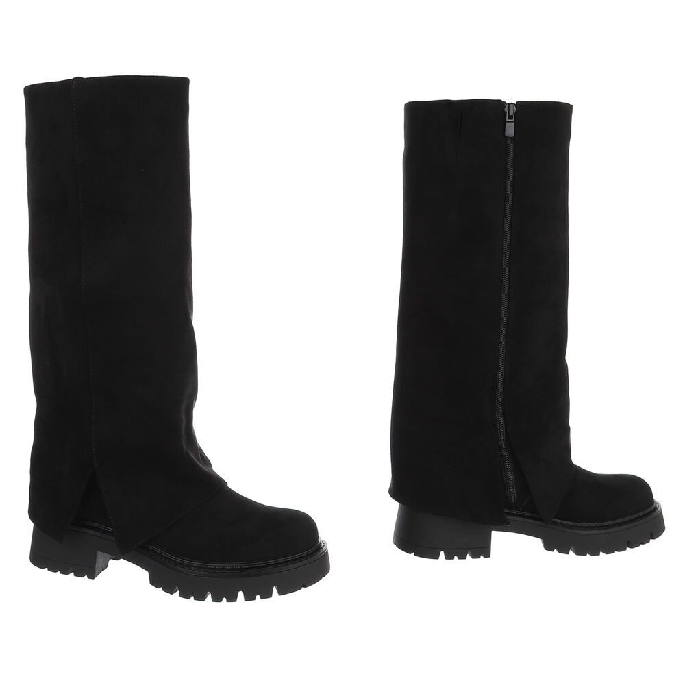 Ital-Design Damen High-Top Stiefel mit Profilsohle und Blockabsatz Plateaustiefel (92078842) Blockabsatz Stiefel in Schwarz – Bild 4 von 5