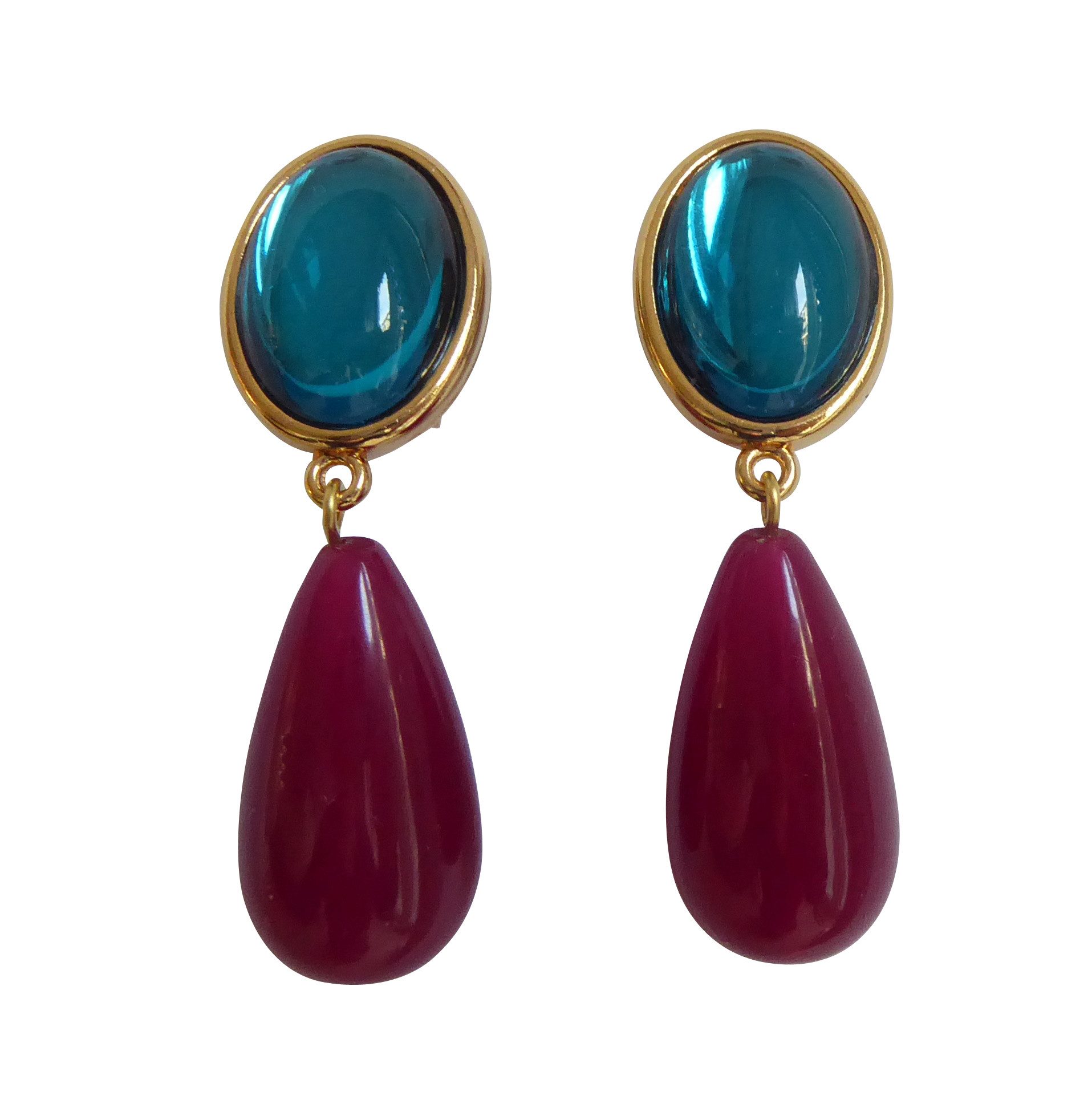 Mugello Paar Кліпси Viola Clips smaragd-granat trendig stylisch knallig, made in Germany Designer JustWin, Statementohrringe