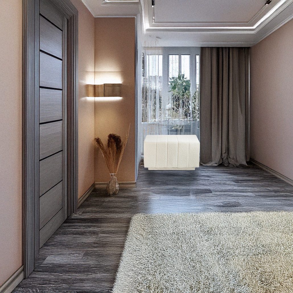 Kobolo Sitzbank Bank Hocker AMARU - Bouclestoff Teddystoff weiß (1 Stück) günstig online kaufen