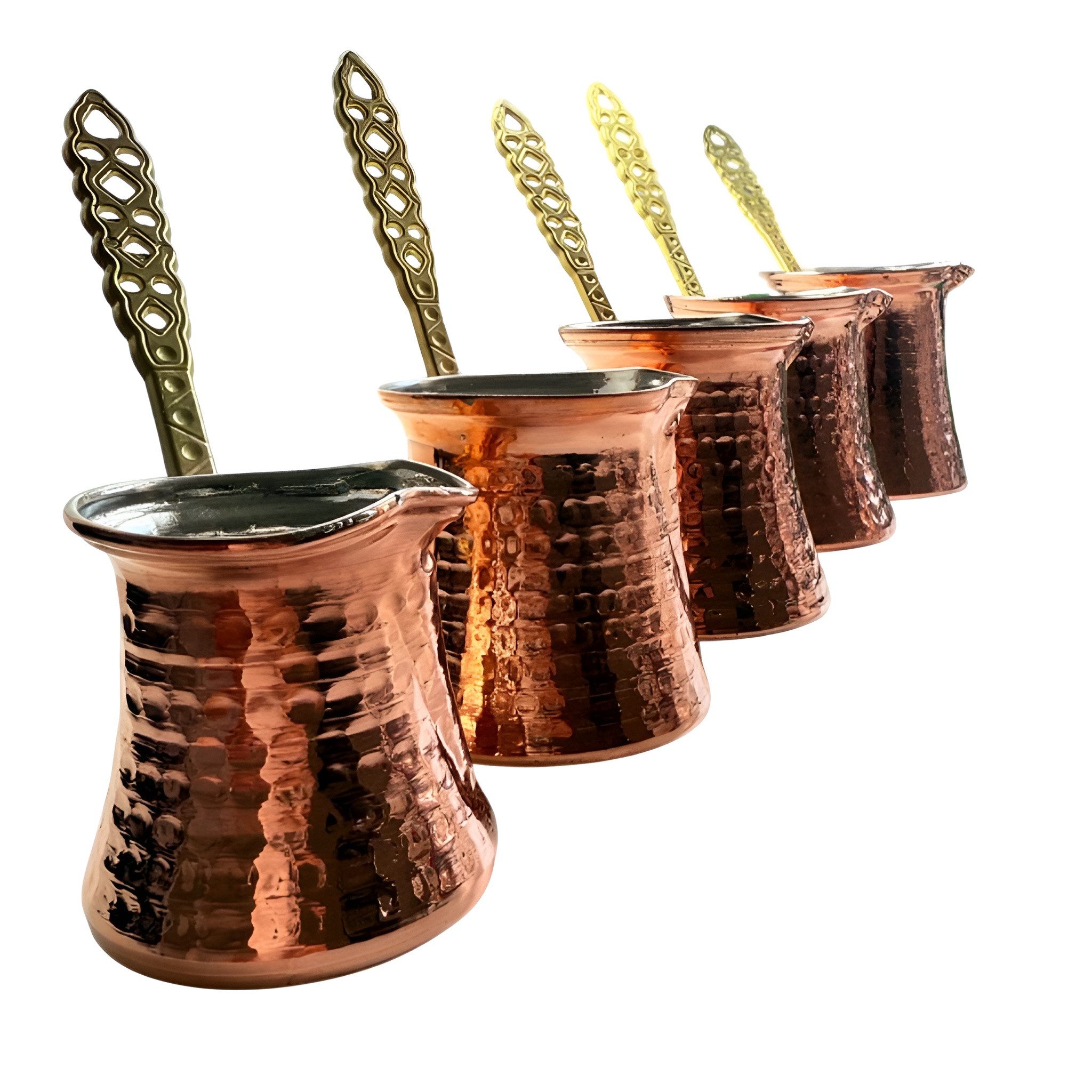 inovesis Kaffeekanne Handgemachte Kupfer, Cezve, Traditionelle Türkische Kaffeekanne, (Schnelle und gleichmäßige Wärmeleitung, Langer, hitzebeständiger und stabiler Griff, 1-St., Innen mit lebensmittelechtem Zinn beschichtet), Handgefertigt aus 100 % echtem Kupfer