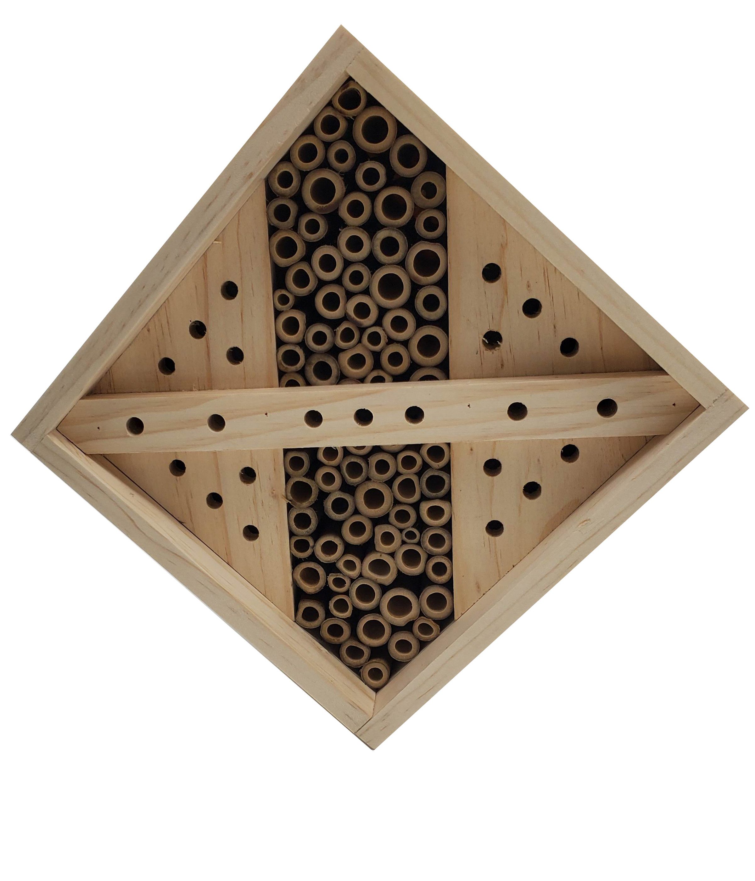 Dehner Insektenhotel Natura Premium Nueva für Wildbienen, 18 x 18 x 11 cm, aus FSC®-zertifizierten Kiefernholz, natur