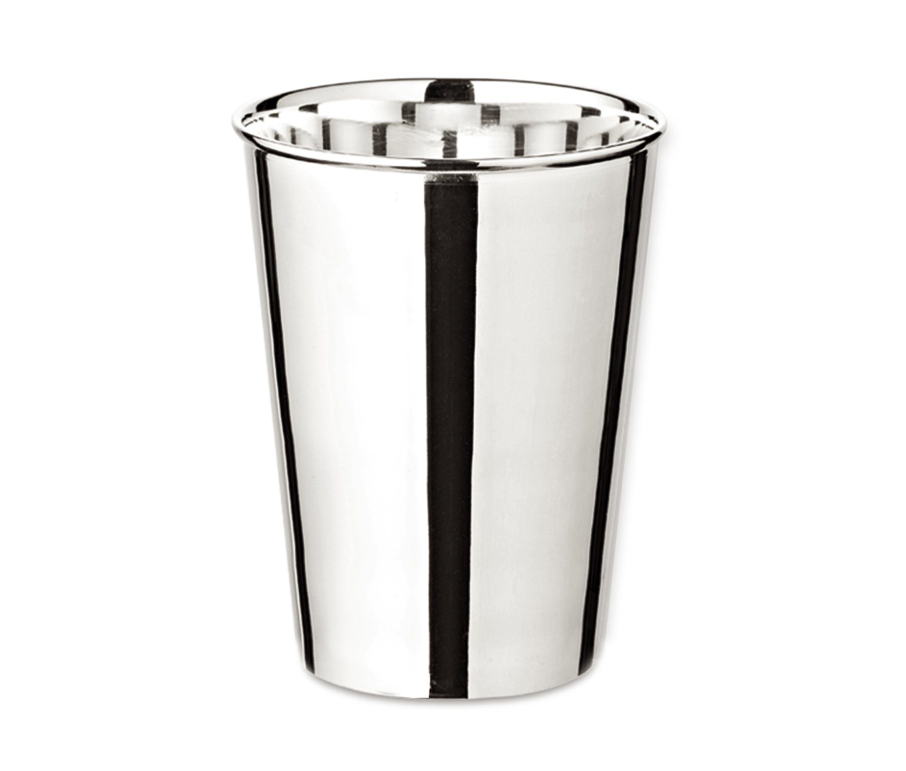 EDZARD Becher Konus, Messing, Trinkbecher im cleanen Design, Vase mit Silber-Optik, gravurfähig, schwerversilbert, 250 ml