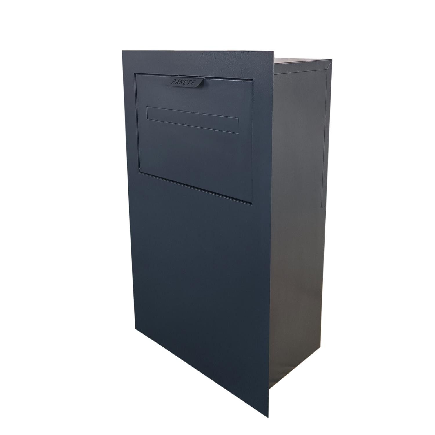 Letterbox24 Briefkasten OSKAR Durchwurfpaketbriefkasten für Zaun und Mauer in RAL 7016, - Briefkasten in RAL 7016