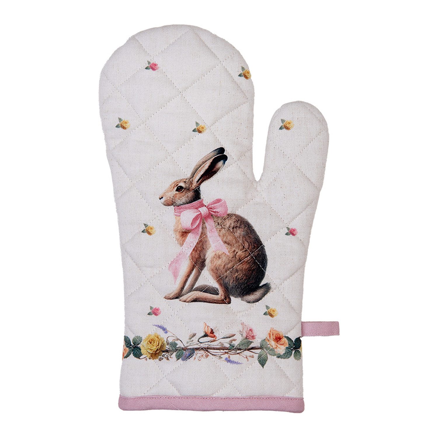 Clayre & Eef Topfhandschuhe Easter Whispers Collection, (2-tlg., 2-teilig), Ofenhandschuhe wattiert Größe: ca.18x30cm