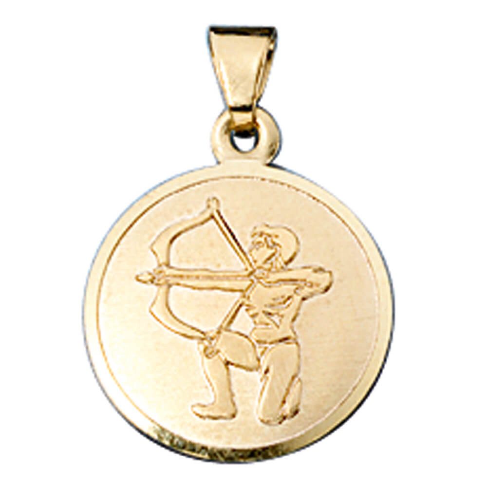 Kettenanhänger Anhänger Schütze, 333 Gold, rund