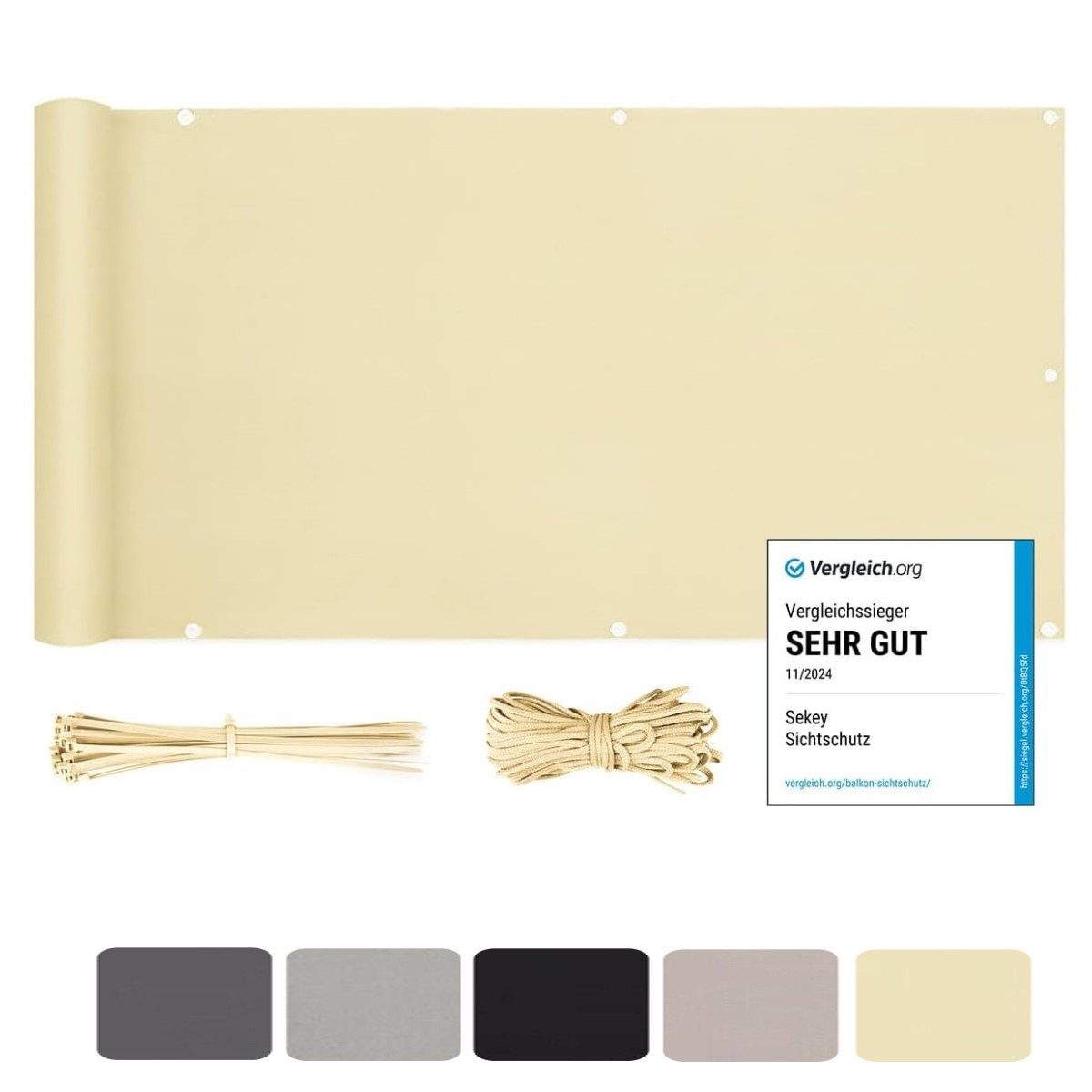 Sekey Balkonsichtschutz Polyester Balkonbespannungen Sichtschutz Garten Zaun Windschutz H: 75cm, 90 cm, 120cm / B: 300 cm, 400cm, 500 cm, 600cm