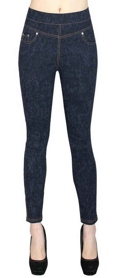 dy_mode Treggings Damen Treggings Jeans Optik Röhren Hose Skinny Pants mit Elastischem Bund