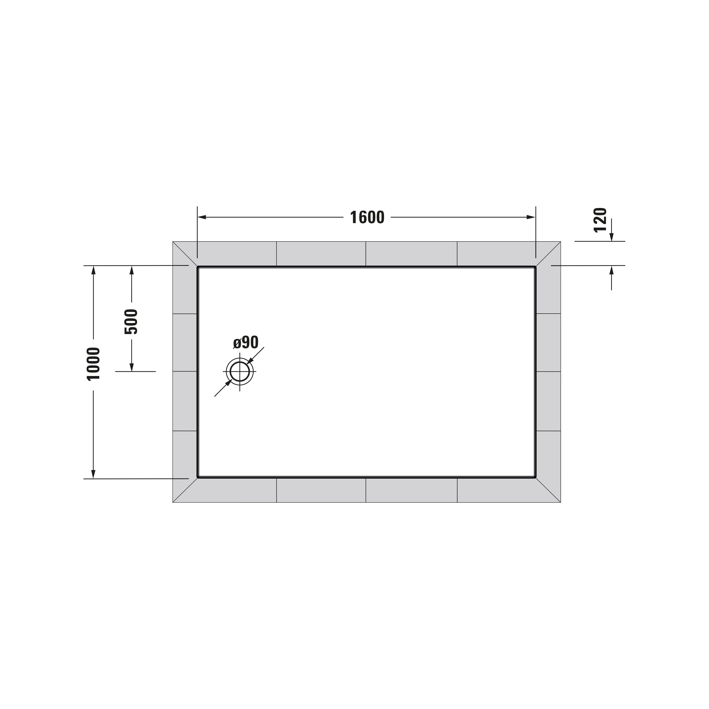 Duravit Duschwanne bodenbündig Tempano 1600 x 1000 mm Rechteck Weiß, rechteckig