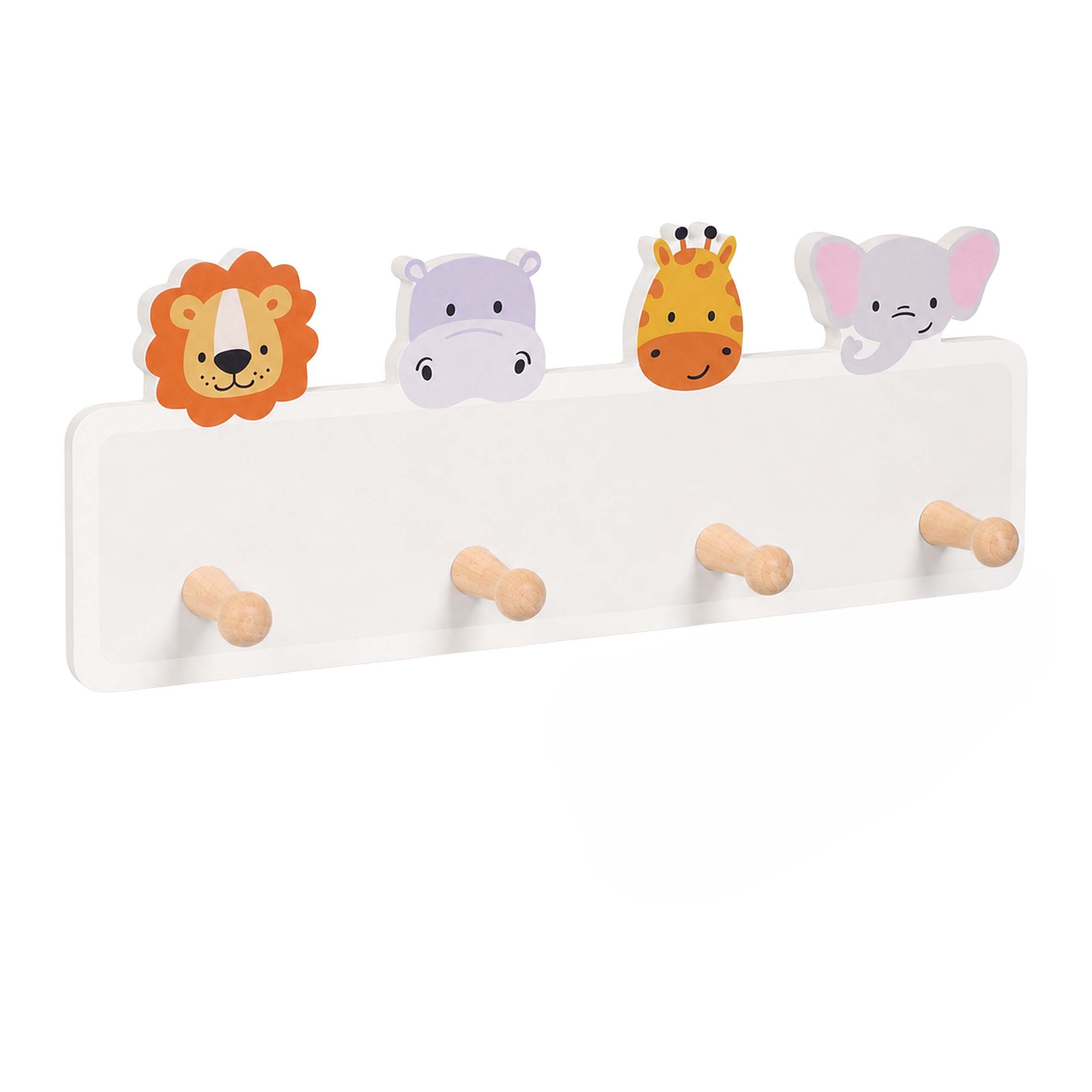relaxdays Hakenleiste Kindergarderobe 4 Haken 15 x 38 cm, (1 St), C