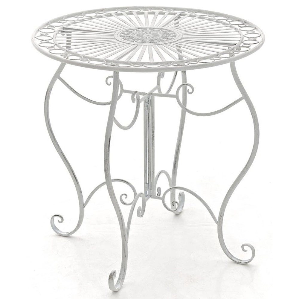 CLP Gartentisch Bistrotisch Beistelltisch Balkontisch (Spar-Set, 1-St., Ø 70 x 72 cm nostalgisch), Handgearbeitetes Eisen, Verzierungen, Patina