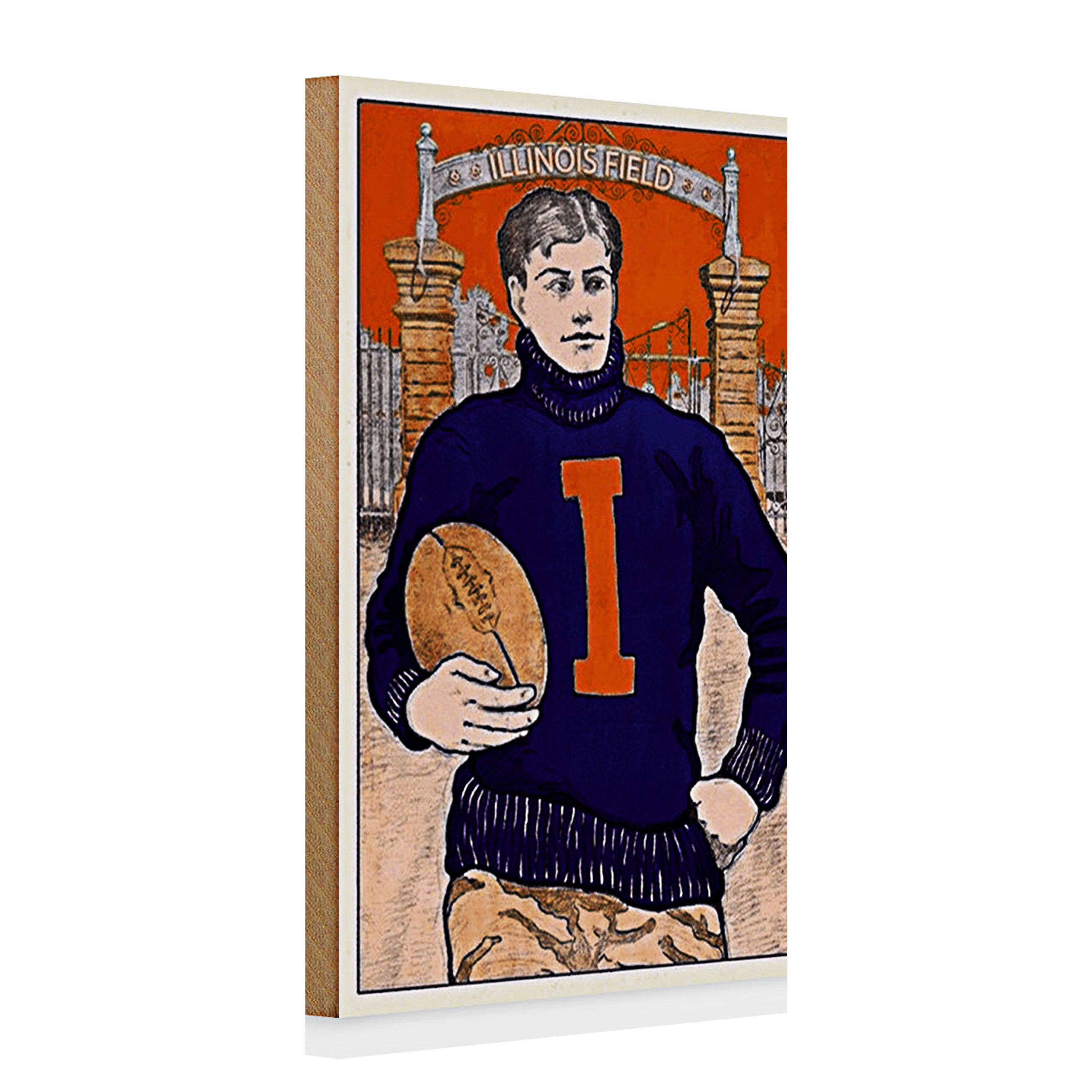 Roomando Holzbild Holzschild American Football 20x30cm Illinois field