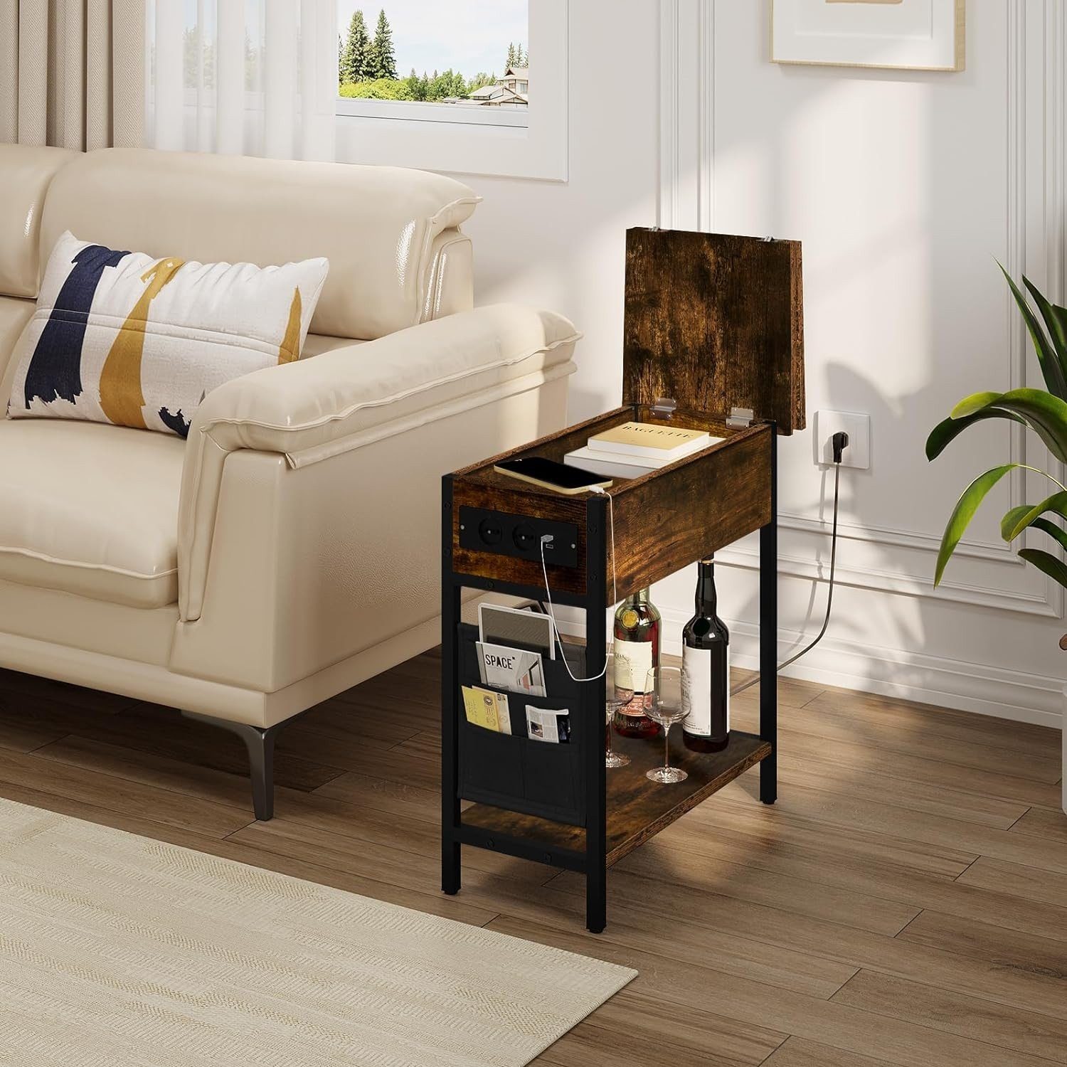 EUGAD Couchtisch (1-St), Beistelltisch mit Ladefunktion&Stauraum, klappbar günstig online kaufen