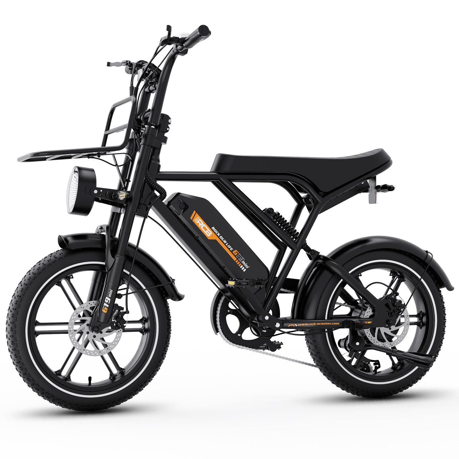 RCB E-Bike Pedelec G19 mini Elektrofahrrad,16x4,0Zoll,Richweite 70-100KM,36V 13Ah,APP&NFC, 7 Gang, Heckmotor, 468 Wh, 630W Spitzenleistung, Drehmomentsensor, bis zu 21,26 % Steigung
