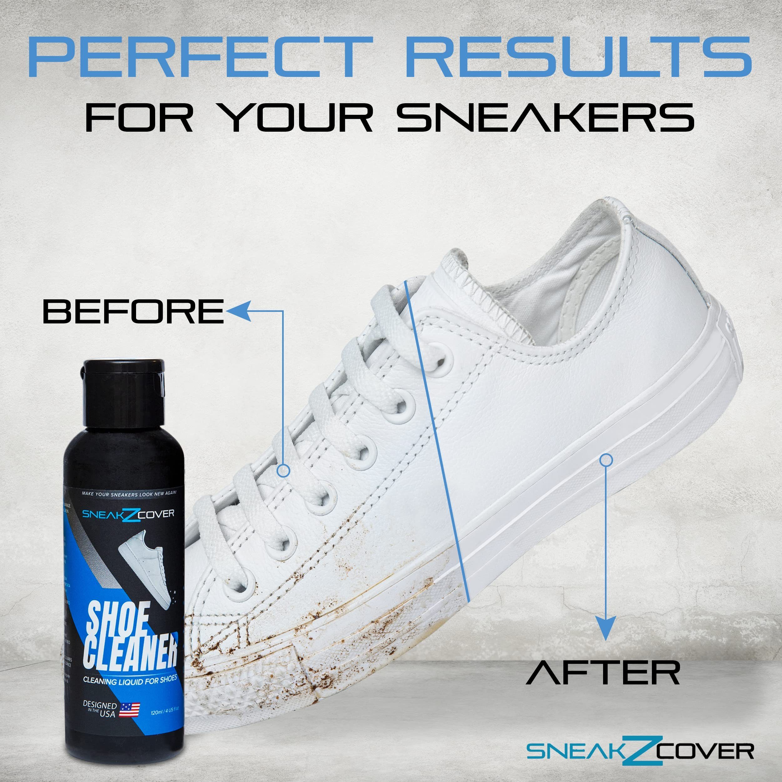 SneakZcover Sneaker Cleaner Set Premium Schuhputzset Schuhreiniger (Schuh Reiniger, Mikrofasertuch, Schuhbürste, Schmutzradierer, Schuhdeo)