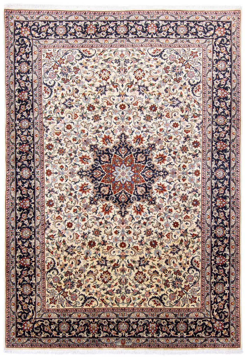 Wollteppich Maschad Medaillon Beige 294 x 208 cm, morgenland, rechteckig, Höhe: 10 mm, Unikat mit Zertifikat