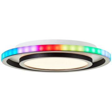 Lightbox LED Deckenleuchte, CCT - über Fernbedienung, LED fest integriert, warmweiß - kaltweiß, digitales RGB Rahmenlicht mit Farbwechsel, Ø 30 cm, dimmbar