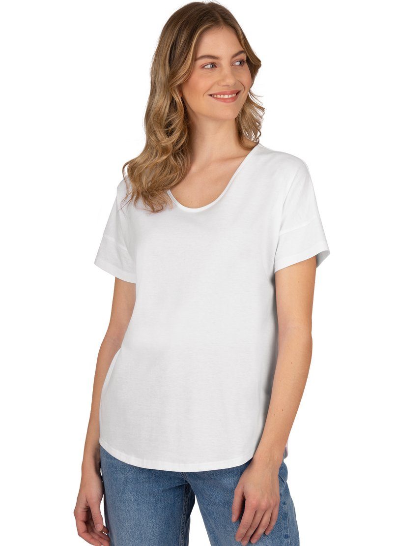 Trigema T-Shirt TRIGEMA Oversize mit V-Ausschnitt weiss T-Shirt