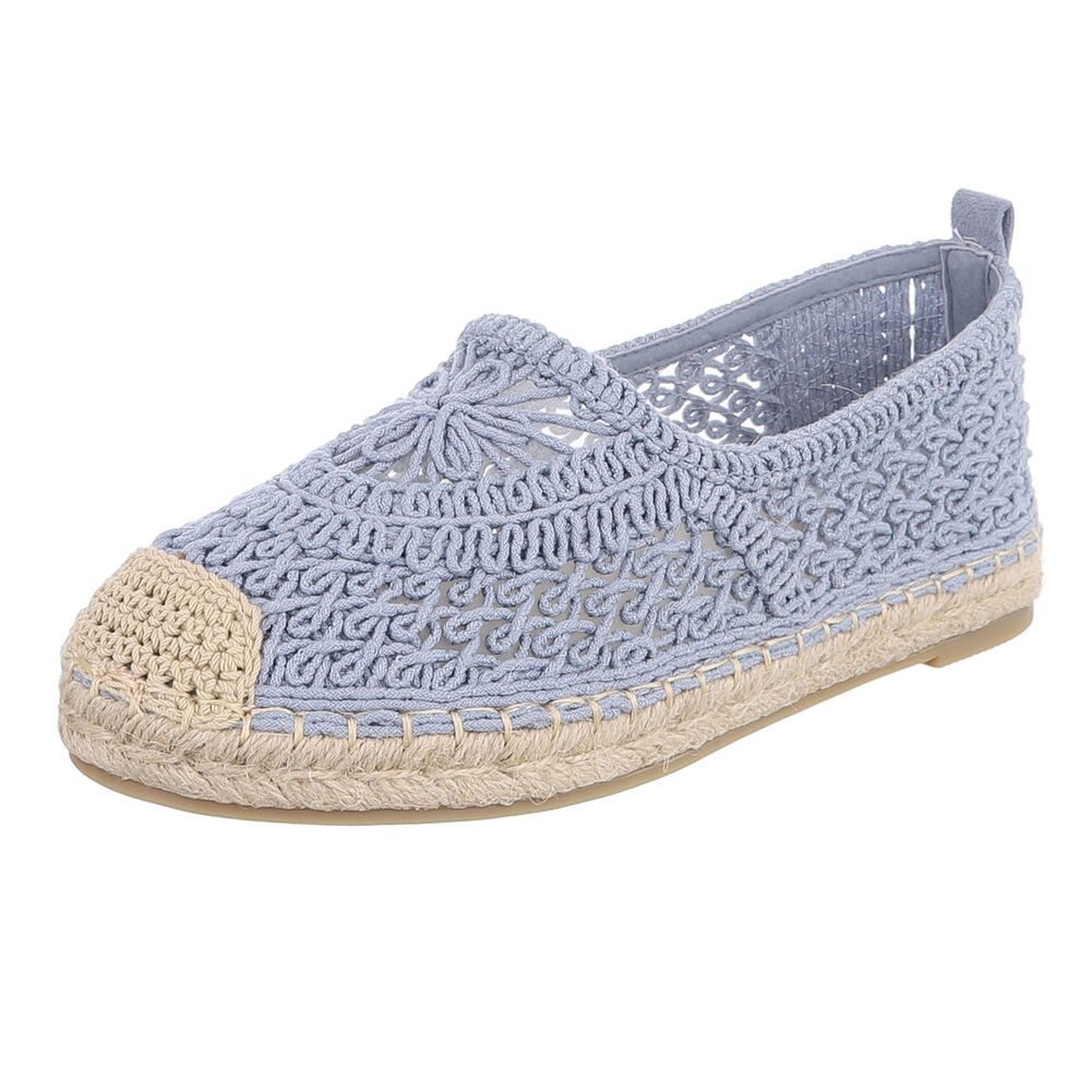 Ital-Design Damen Espadrille Slipper mit Flechtdetail Slipper (91971215) Blockabsatz Mokassins in Hellblau