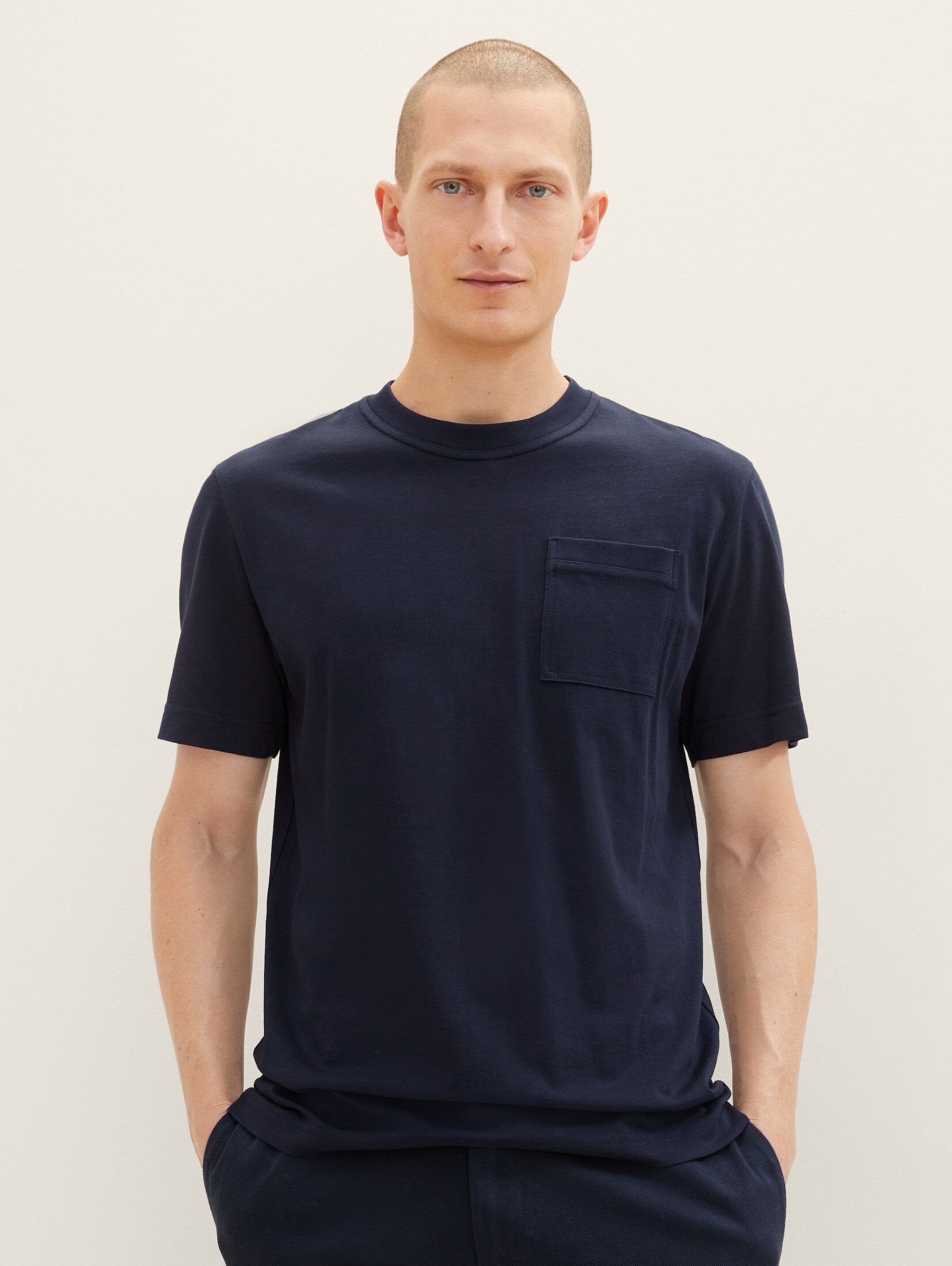 TOM TAILOR T-Shirt T-Shirt mit Brusttasche sky captain blue