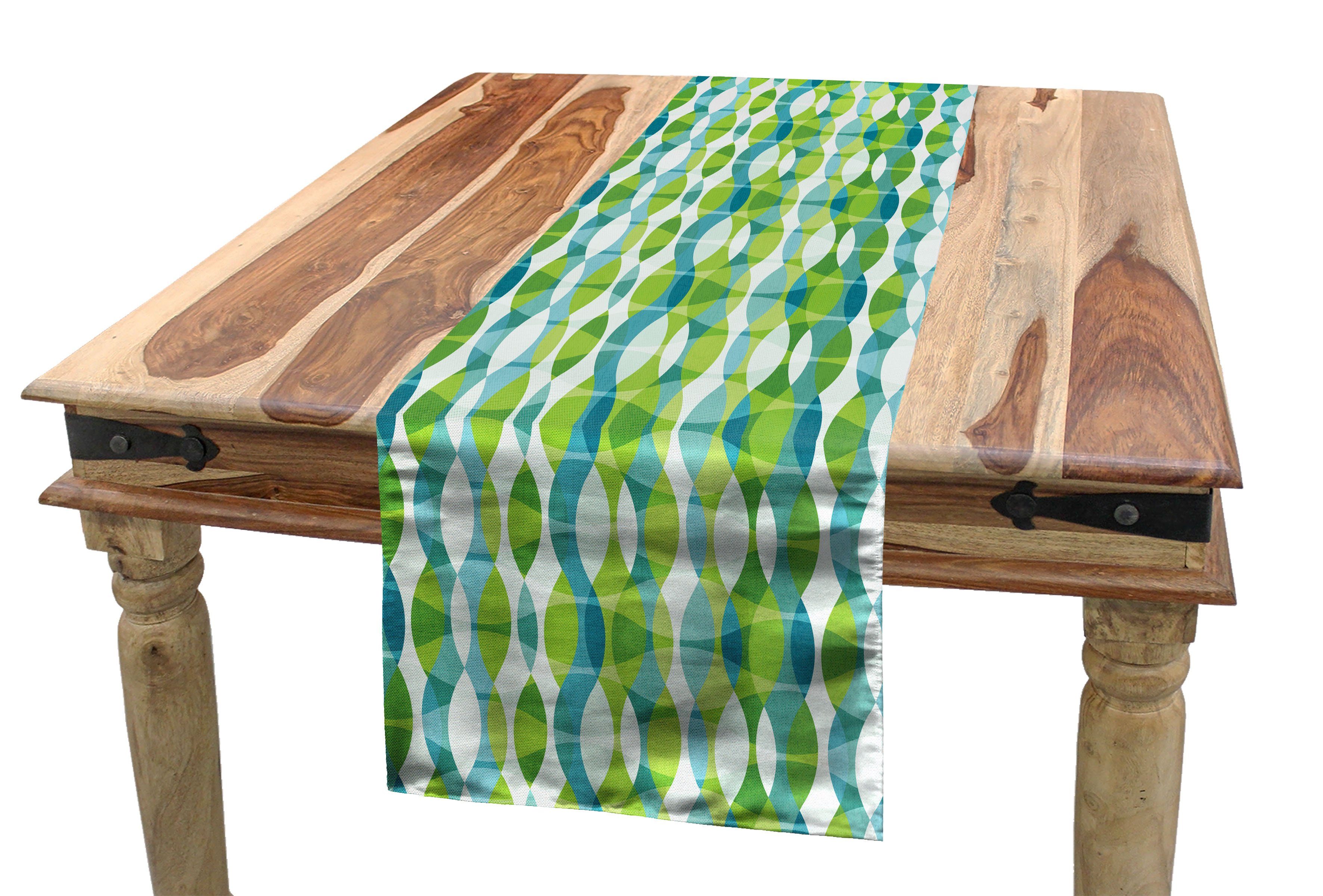 Abakuhaus Tischläufer Esszimmer Küche Rechteckiger Dekorativer Tischläufer, Grunge Geometrische Formen Oval | Tischläufer