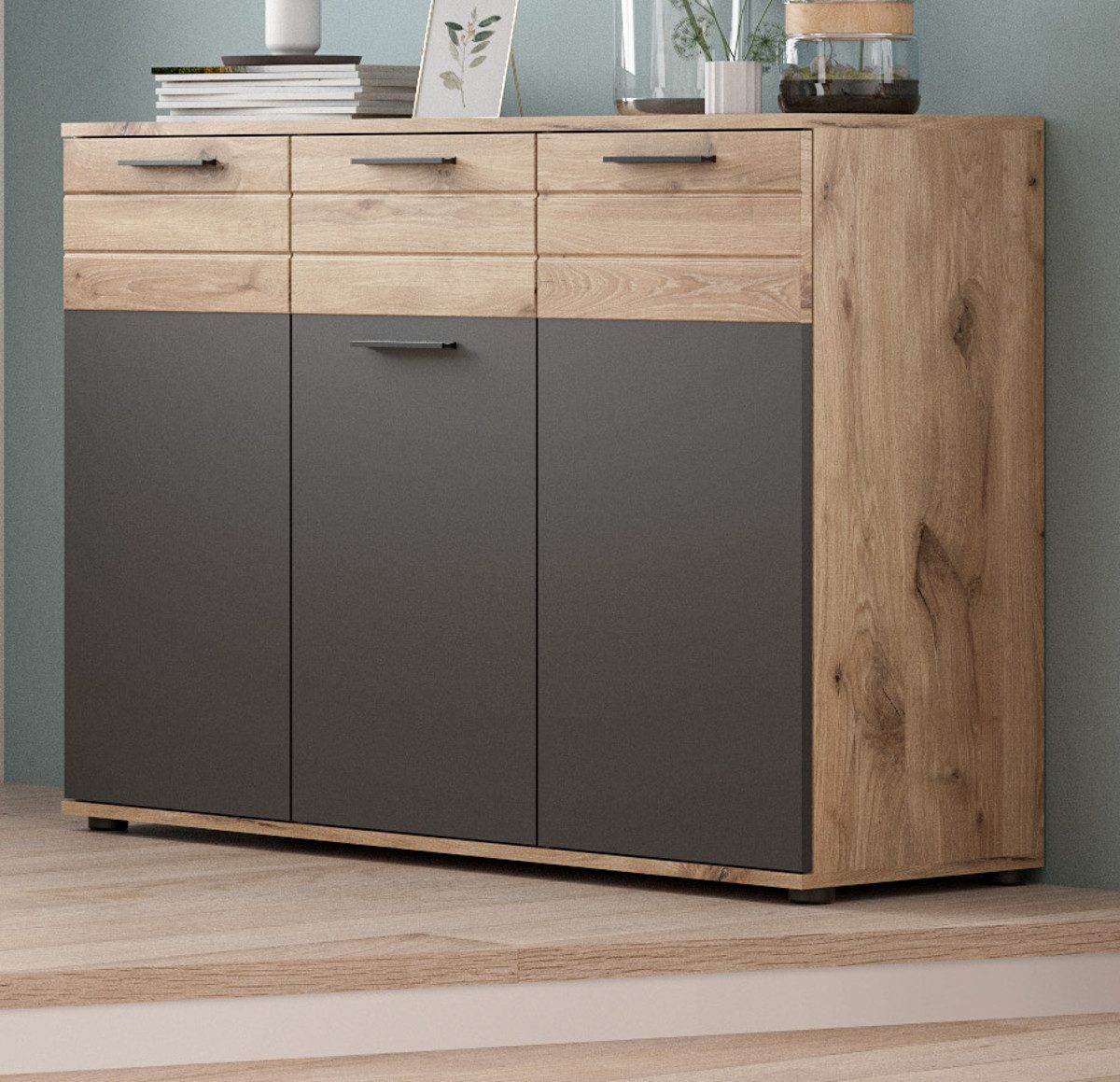 Inn.Furn Sideboard Tomaso (Kommode 3-türig mit Schublade, 120 x 87 cm), Soft-Close