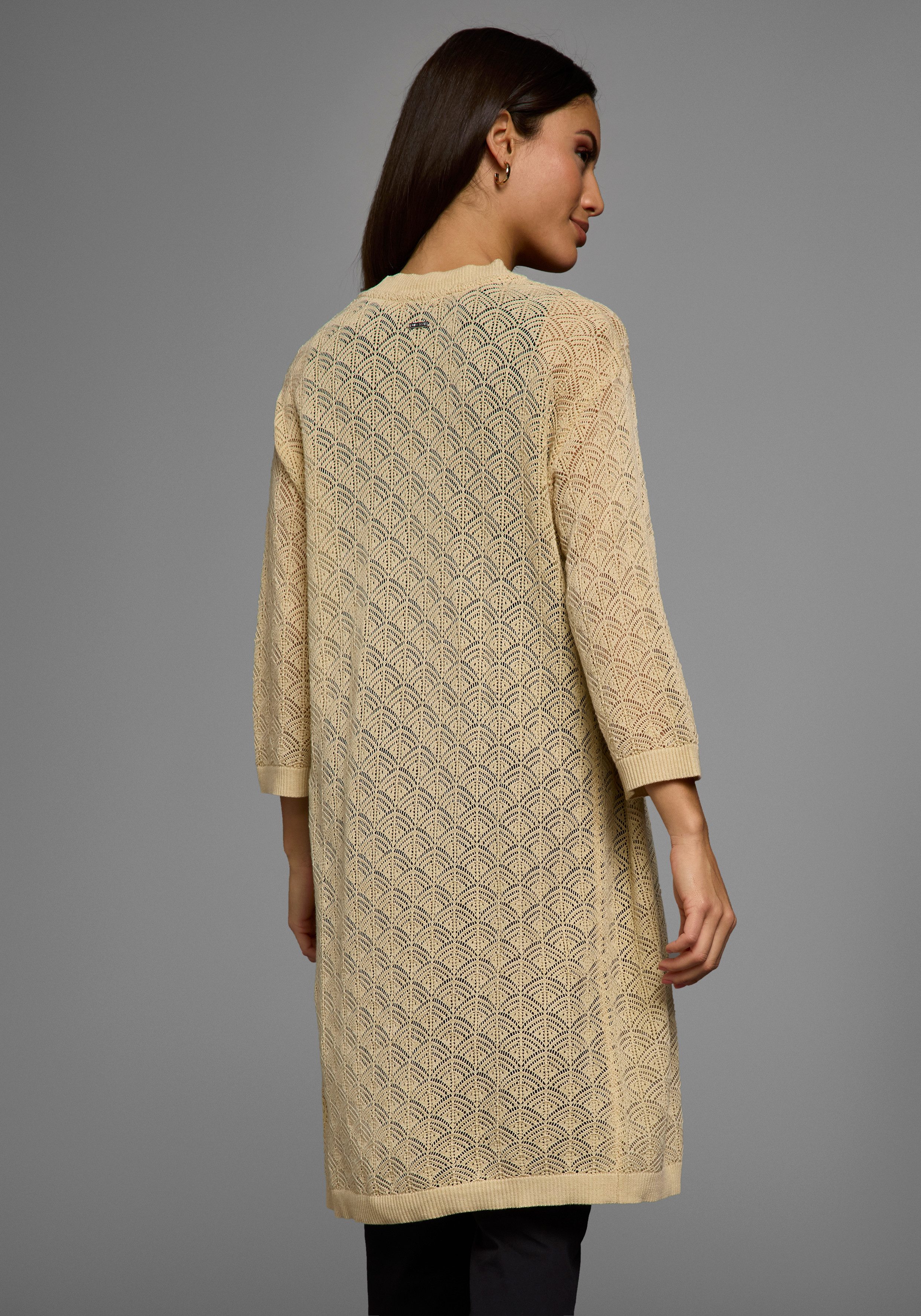 Laura Scott Longstrickjacke mit sommerlichem Ajourmuster und 3/4 Ärmeln günstig online kaufen