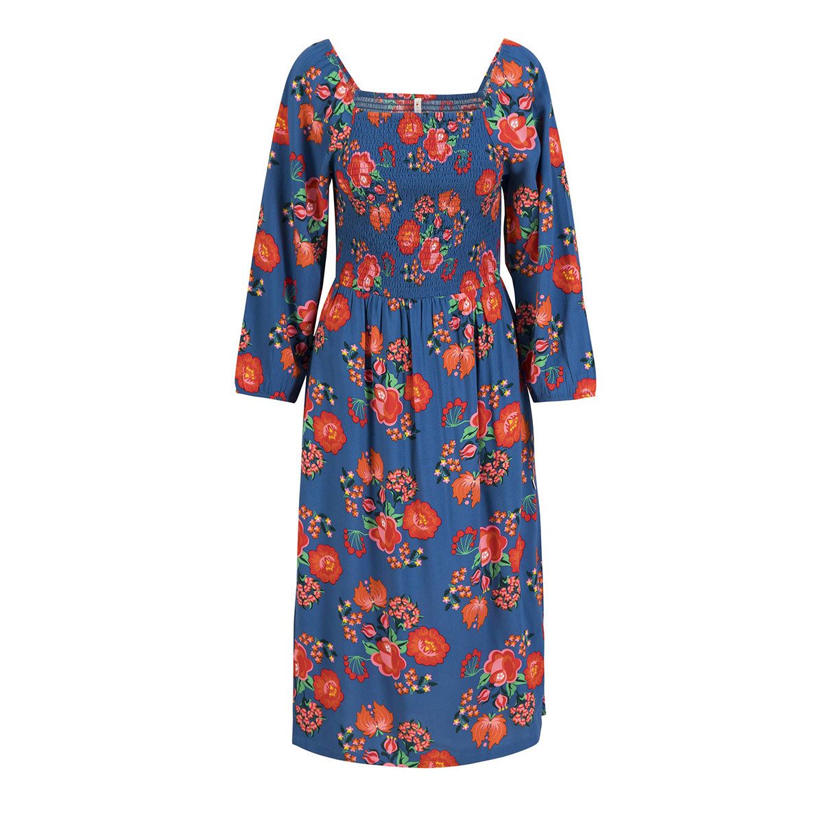 Blutsgeschwister Midikleid Golden Maiden lovin red flower bouquet