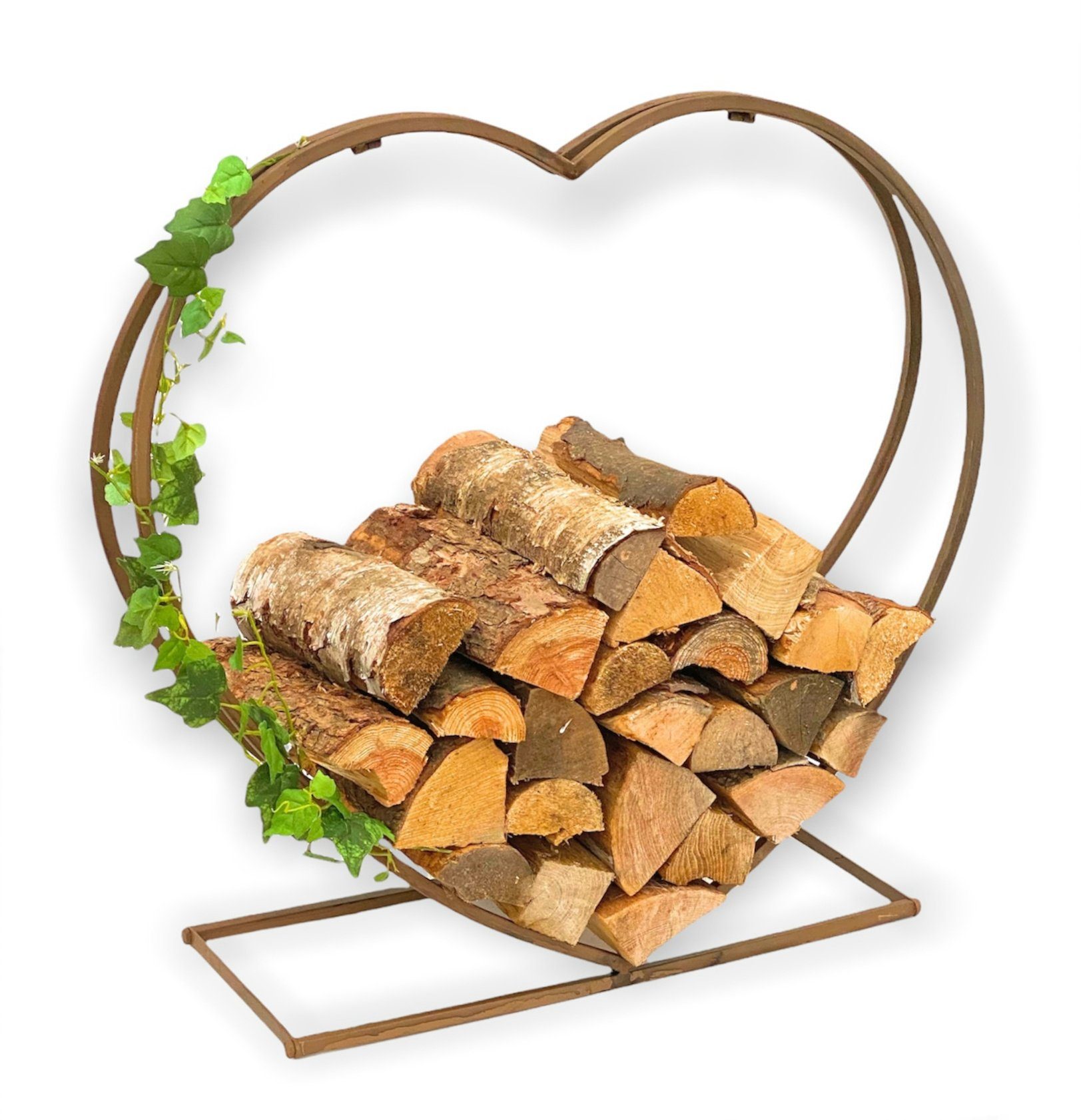 DanDiBo Kaminholzkorb Kaminholzregal Innen Metall Herz Kaminholzständer 2013221 XL 78 cm Holzkorb Kaminholzhalter Holzregal Feuerholzhalter Deko