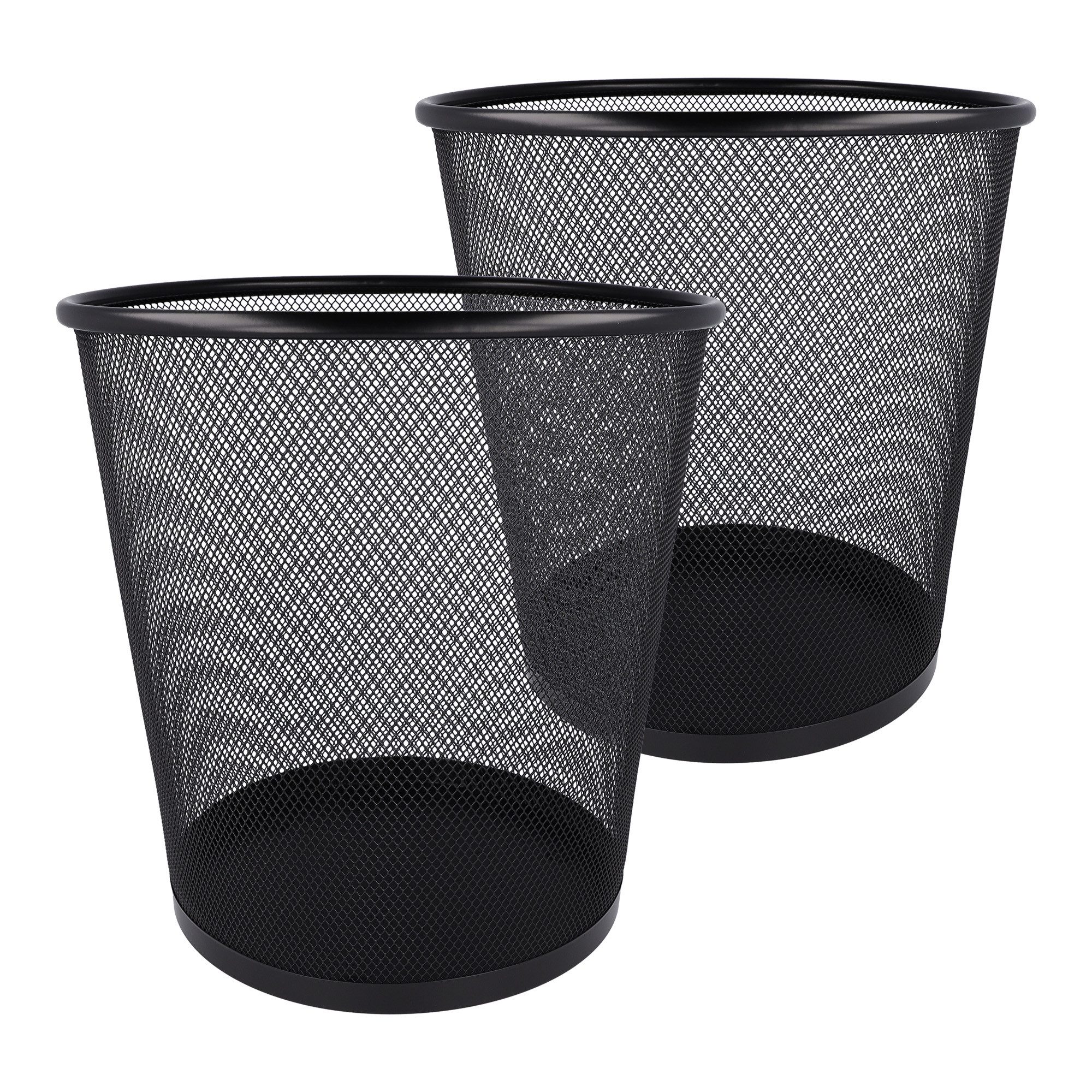 WESTCOTT Papierkorb Abfalleimer Mesh Schwarz (2er-Set), Mülleimer aus Drahtgeflecht 12,3l, Papierkorb für Büro, Homeoffice oder Haushalt