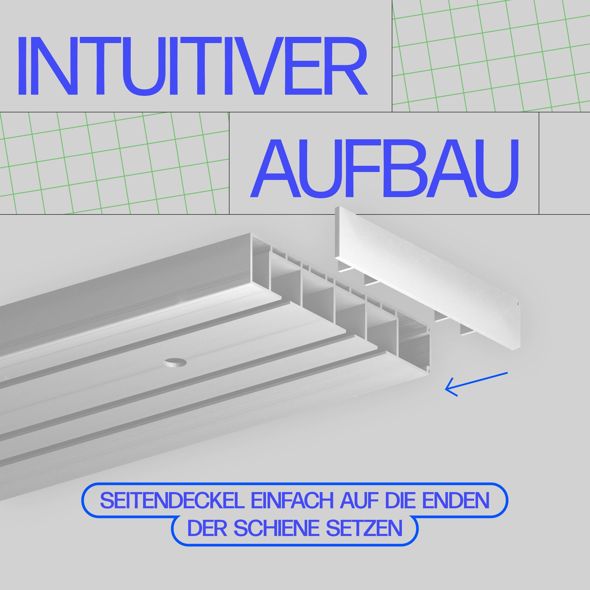 Bestlivings Gardinenschiene Seitendeckel, 3-läufig, geklemmt, Kunststoff, 2er-Pack, robust, Stopper-Funktion, Steckmontage, Made in EU – Bild 3 von 5