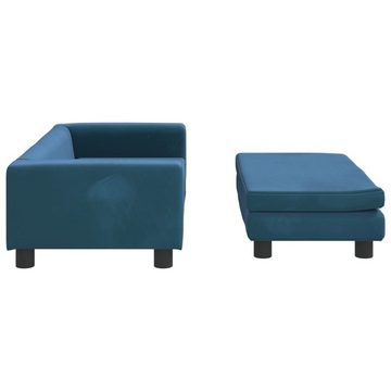 vidaXL Kindersofa Kindersofa mit Hocker Blau 100x50x30 cm Samt Kindercouch Kindermöbel K