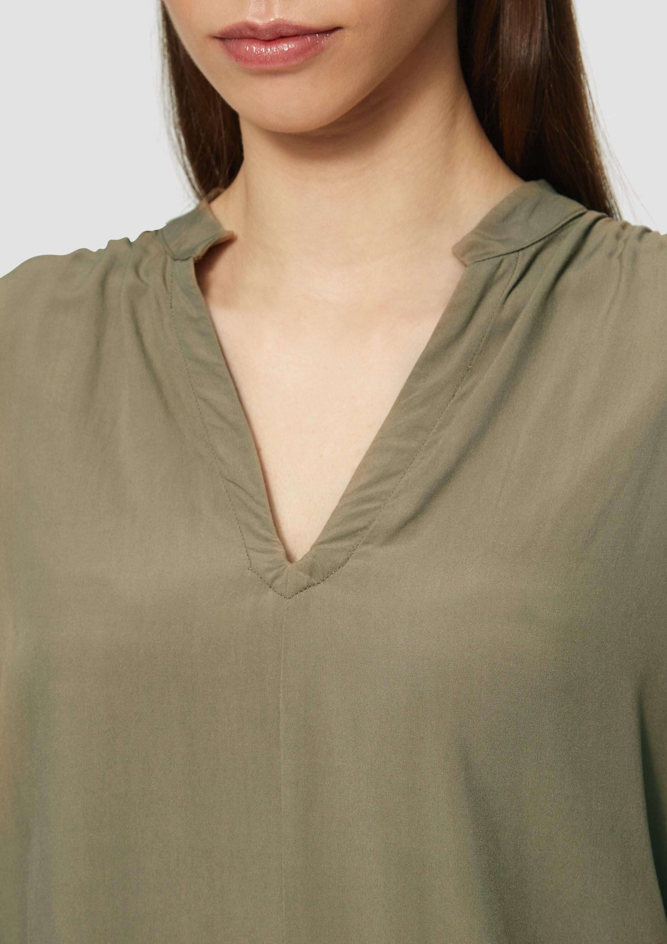 QS Langarmbluse Bluse Viskosebluse mit Smok-Detail an der Schuler