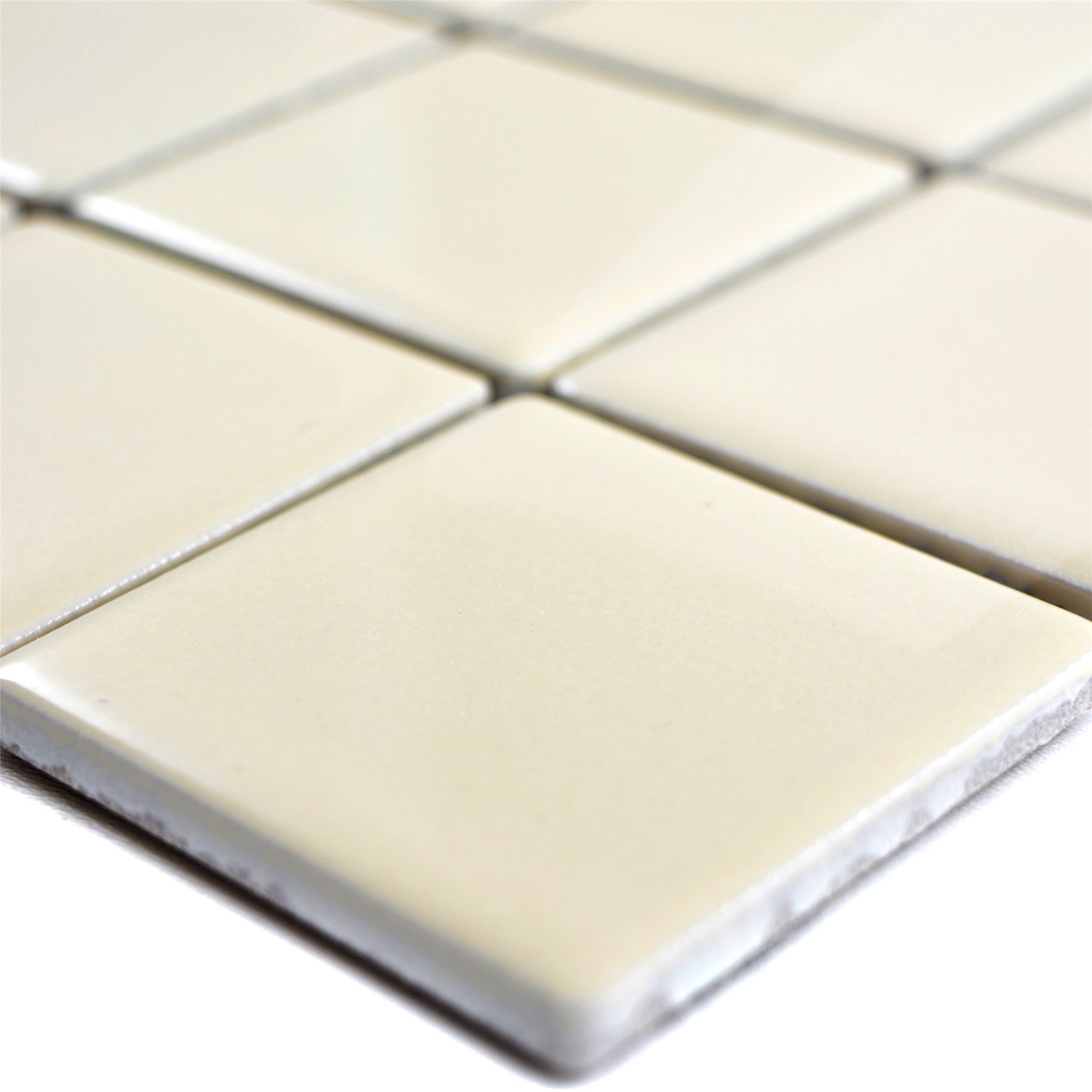 Mosafil Mosaikfliesen Keramik Mosaikfliesen Adrian Glänzend Q48, Keramik 29.800x29.800, beige, Verlegefertig auf ein Netz geklebt - Frostsicher - Wasserfest