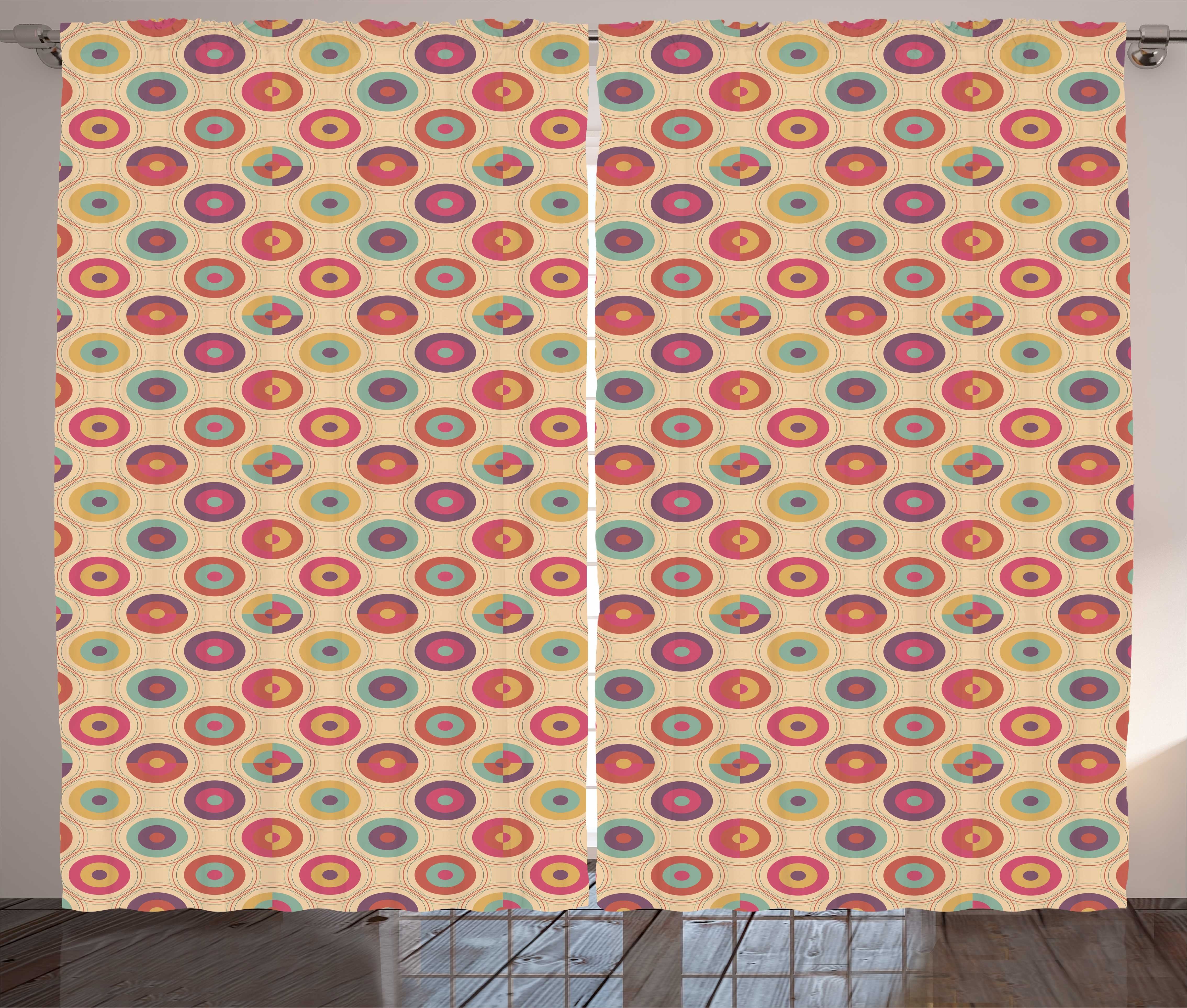 Abstrakt Haken, Gardine Circular Kräuselband Bunte mit und Schlaufen Bänder Schlafzimmer Abakuhaus, Vorhang