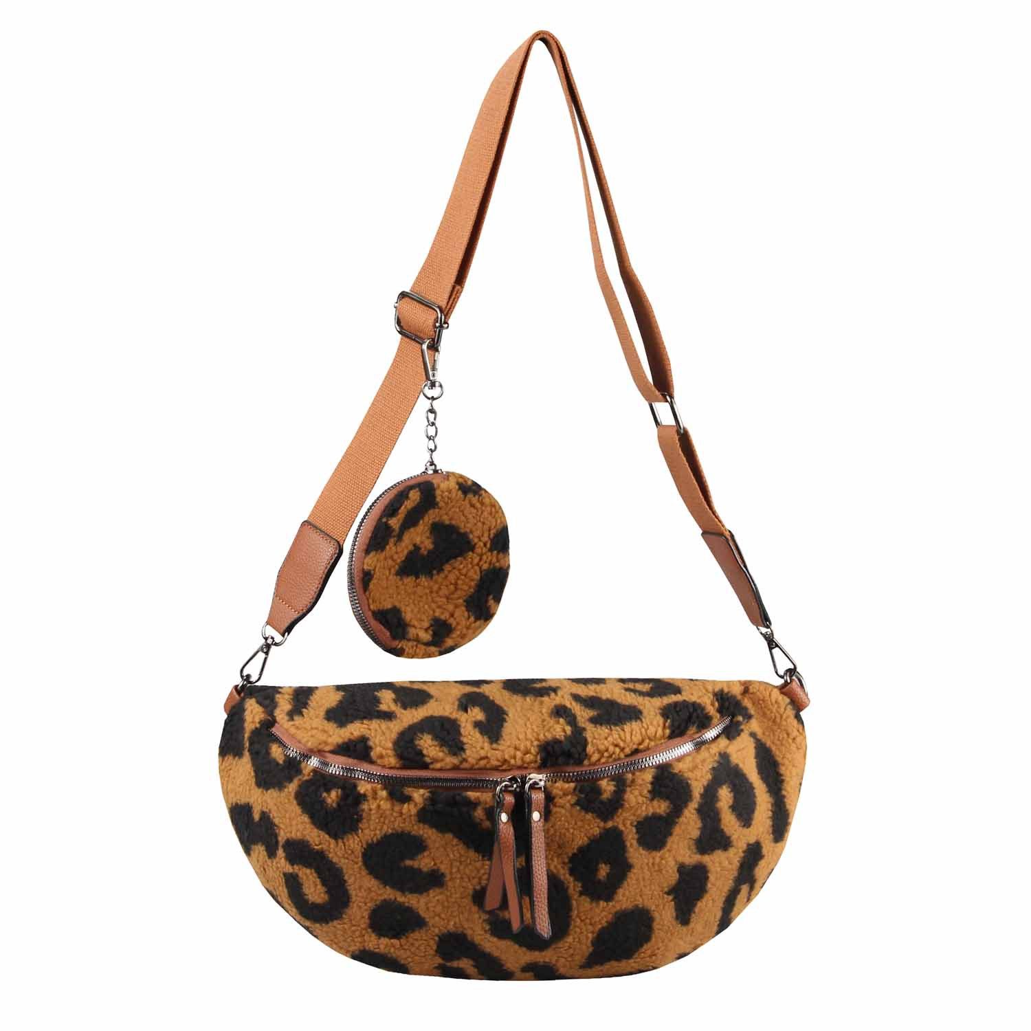 ITALYSHOP24 Bauchtasche Damen LEOPARDEN-PRINT Tasche Teddyfell Plüsch Hüftt günstig online kaufen