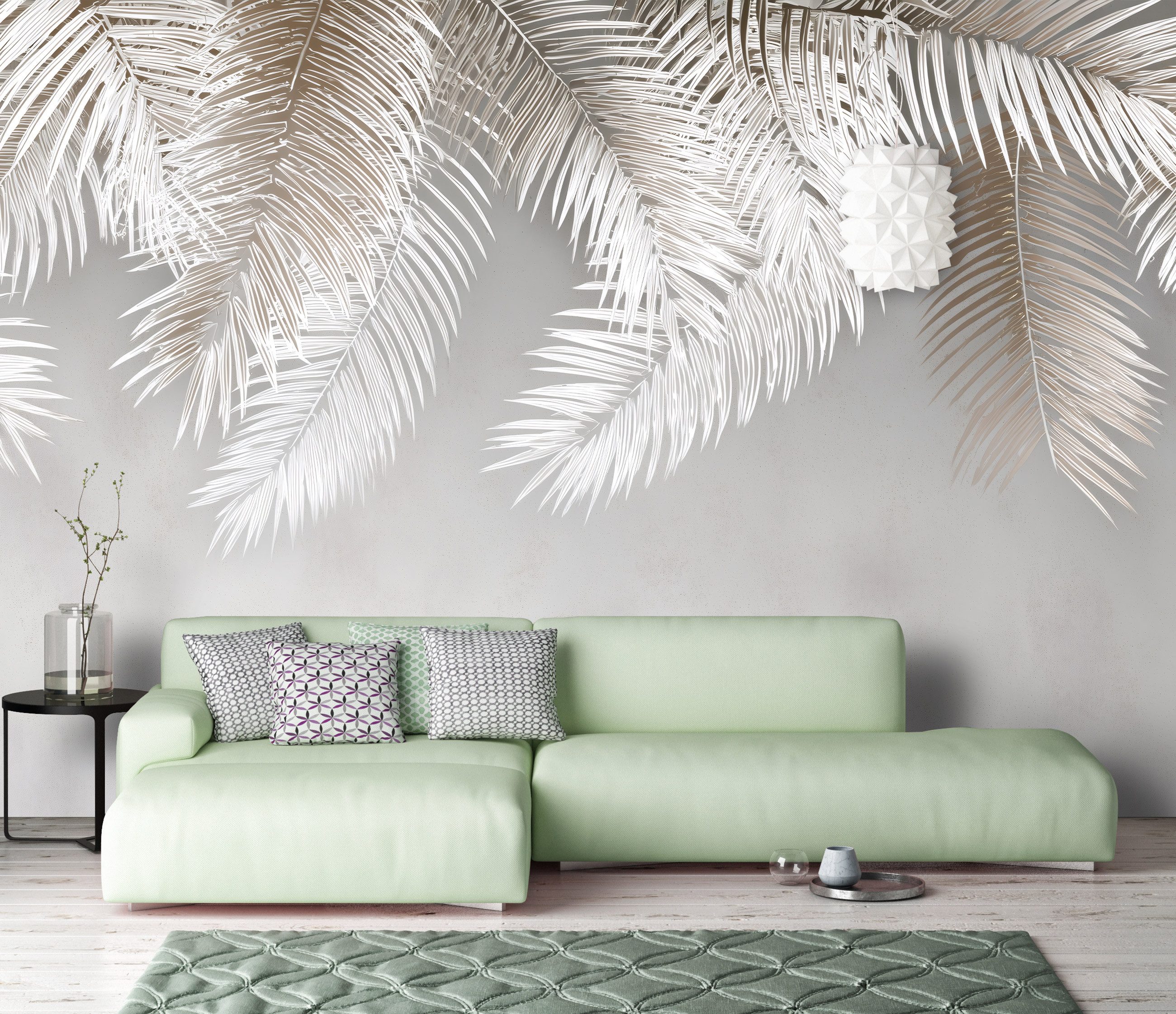 Wallarena Fototapete Blätter Grau Natur Vlies Tapete Wohnzimmer Schlafzimme günstig online kaufen