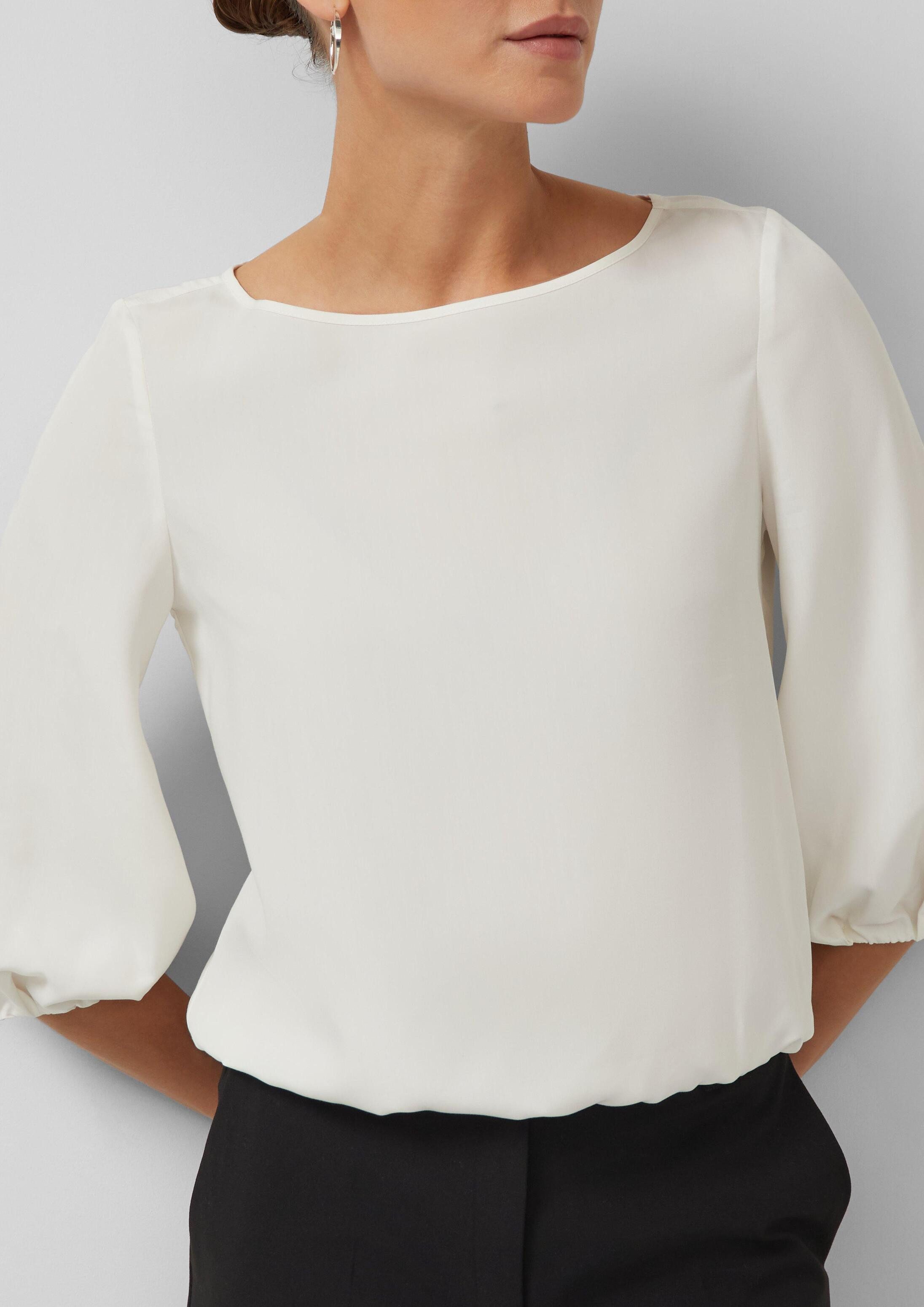 s.Oliver Kurzarmbluse Bluse Modalmix-Bluse mit U-Boot-Ausschnitt und Gummibündchen