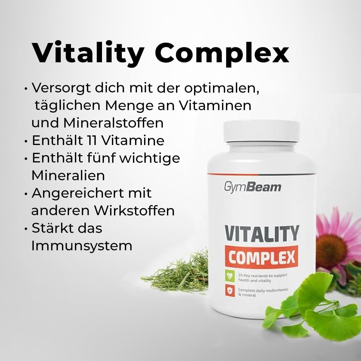 GymBeam Vitality Complex Tabletten, 136,8 g, Multivitamin -/ Mineralstofftabletten mit 11 Vitaminen & 5 Mineralien