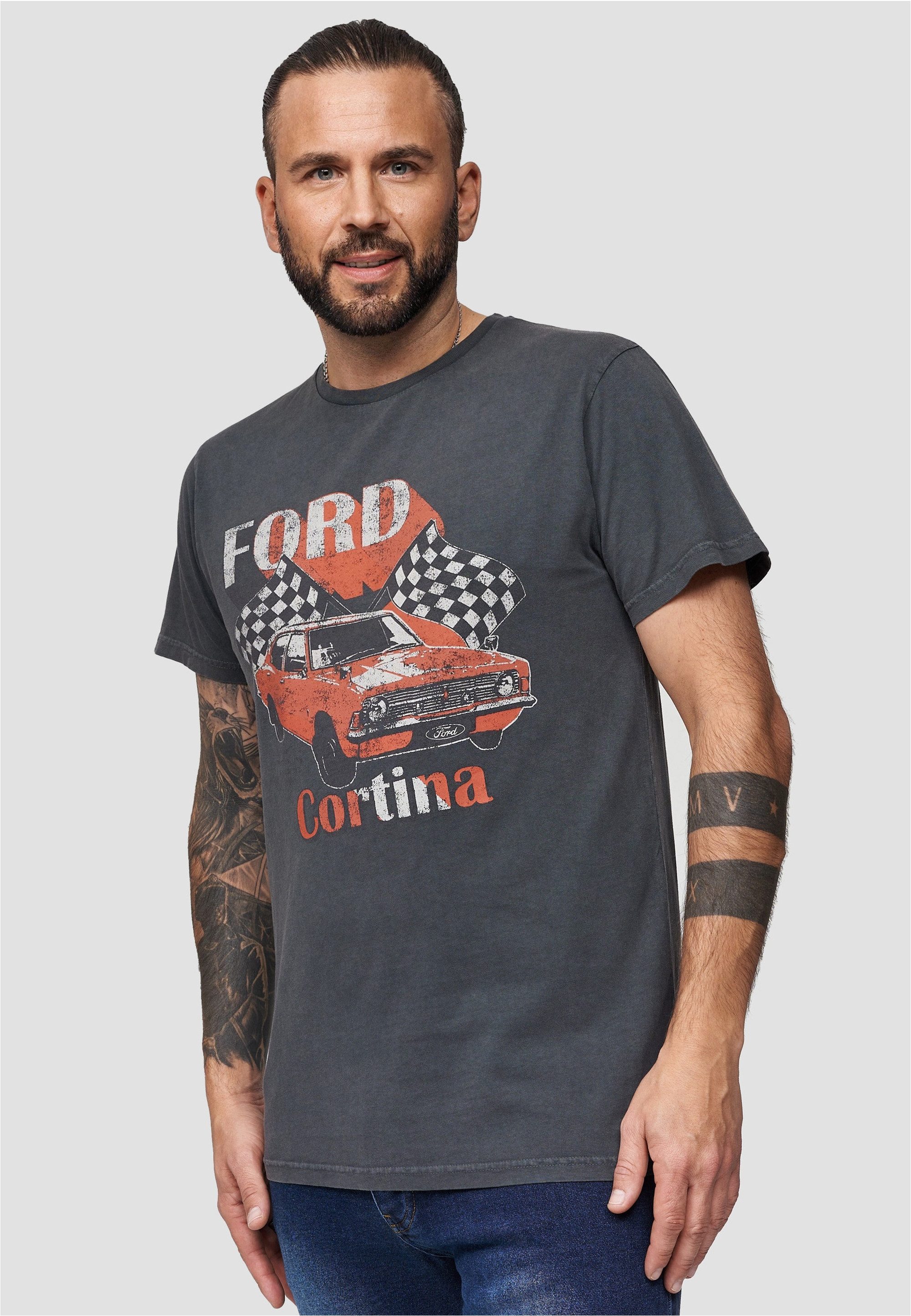 Recovered T-Shirt Ford Vintage Cortina mit Frontprint im Vintage-Design