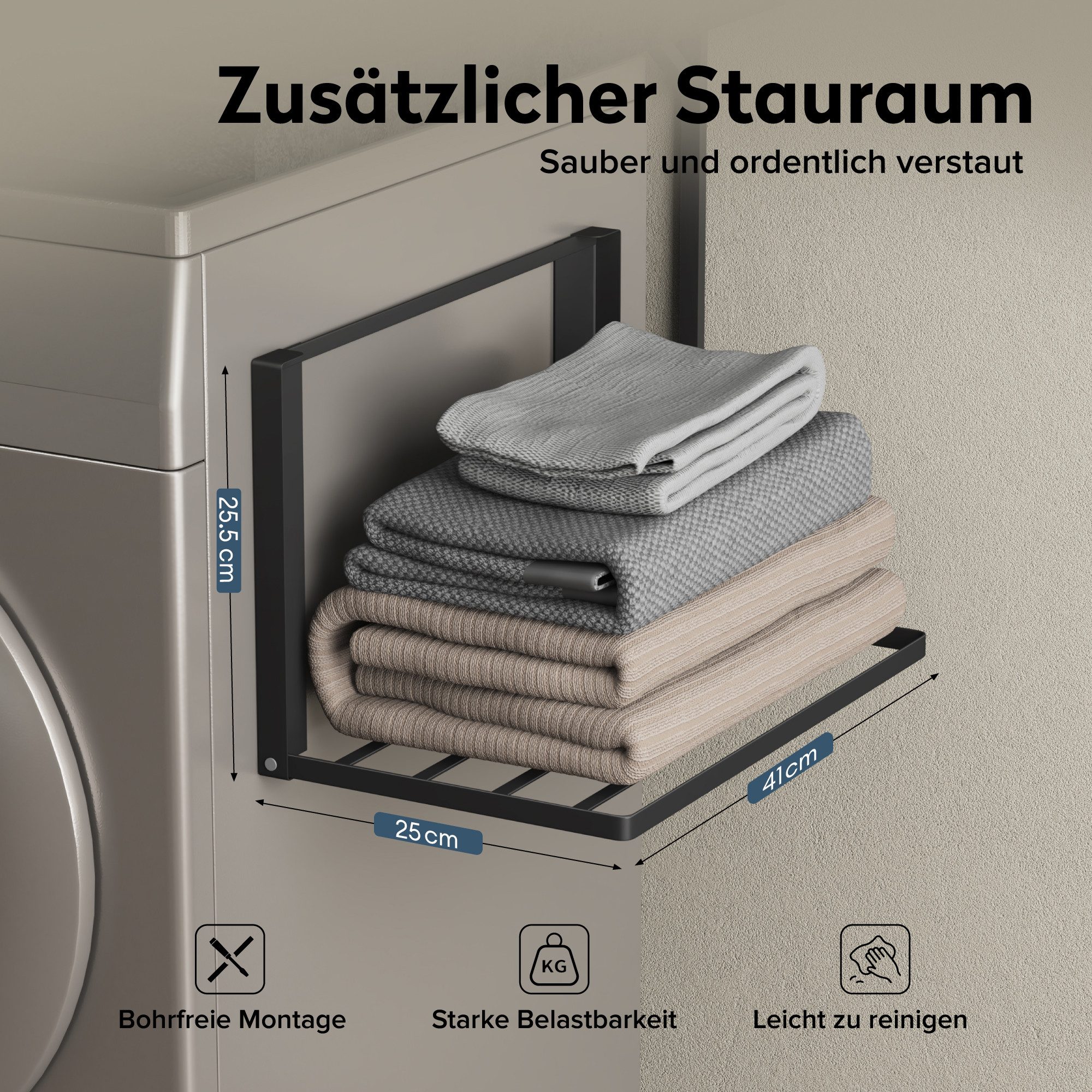 doporro Handtuchhalter Handtuchregal Magnetisch klappbar ohne Bohren aus Metall Folda-01, mit starken Magnet – Bild 5 von 5