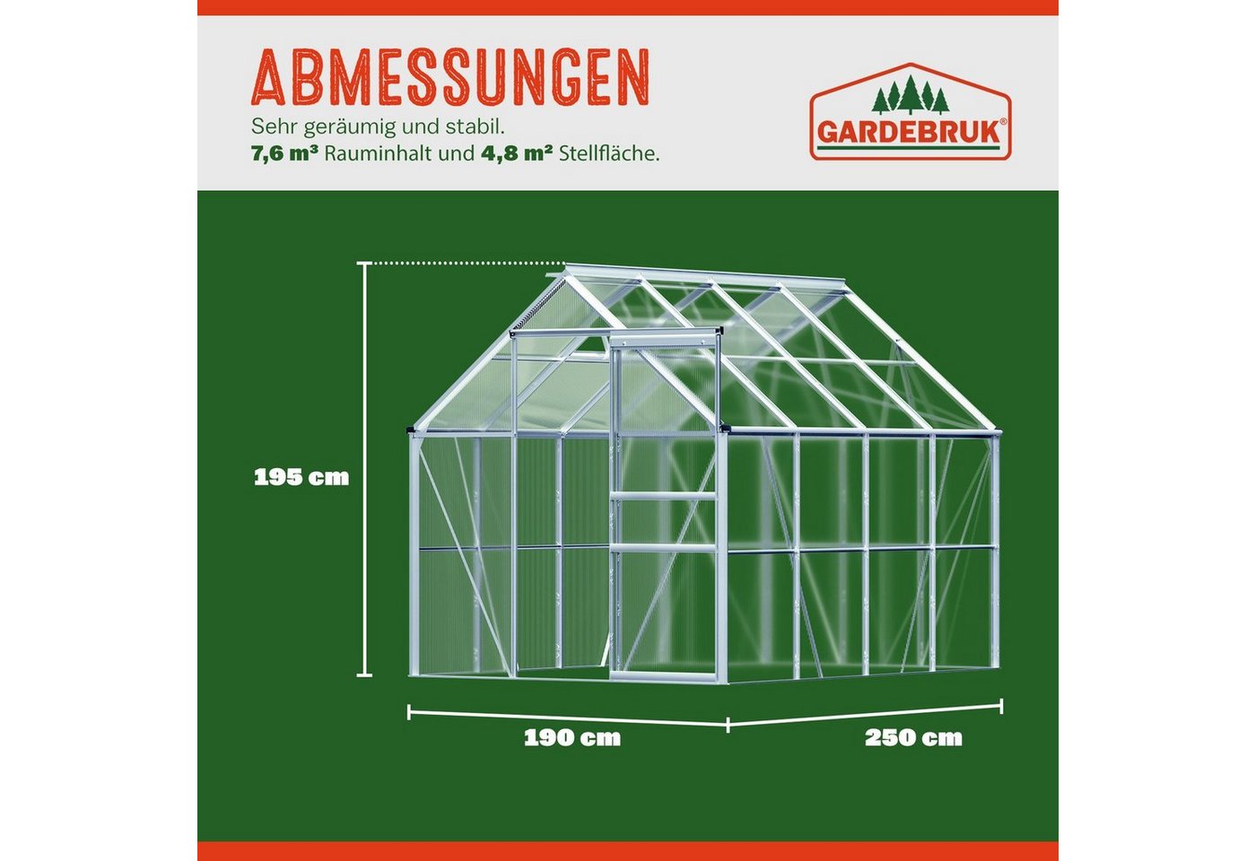 Gardebruk Gewächshaus, Aluminium 4,75mÂ... Gardebruk Gewächshaus, Aluminium 4,75mÂ...