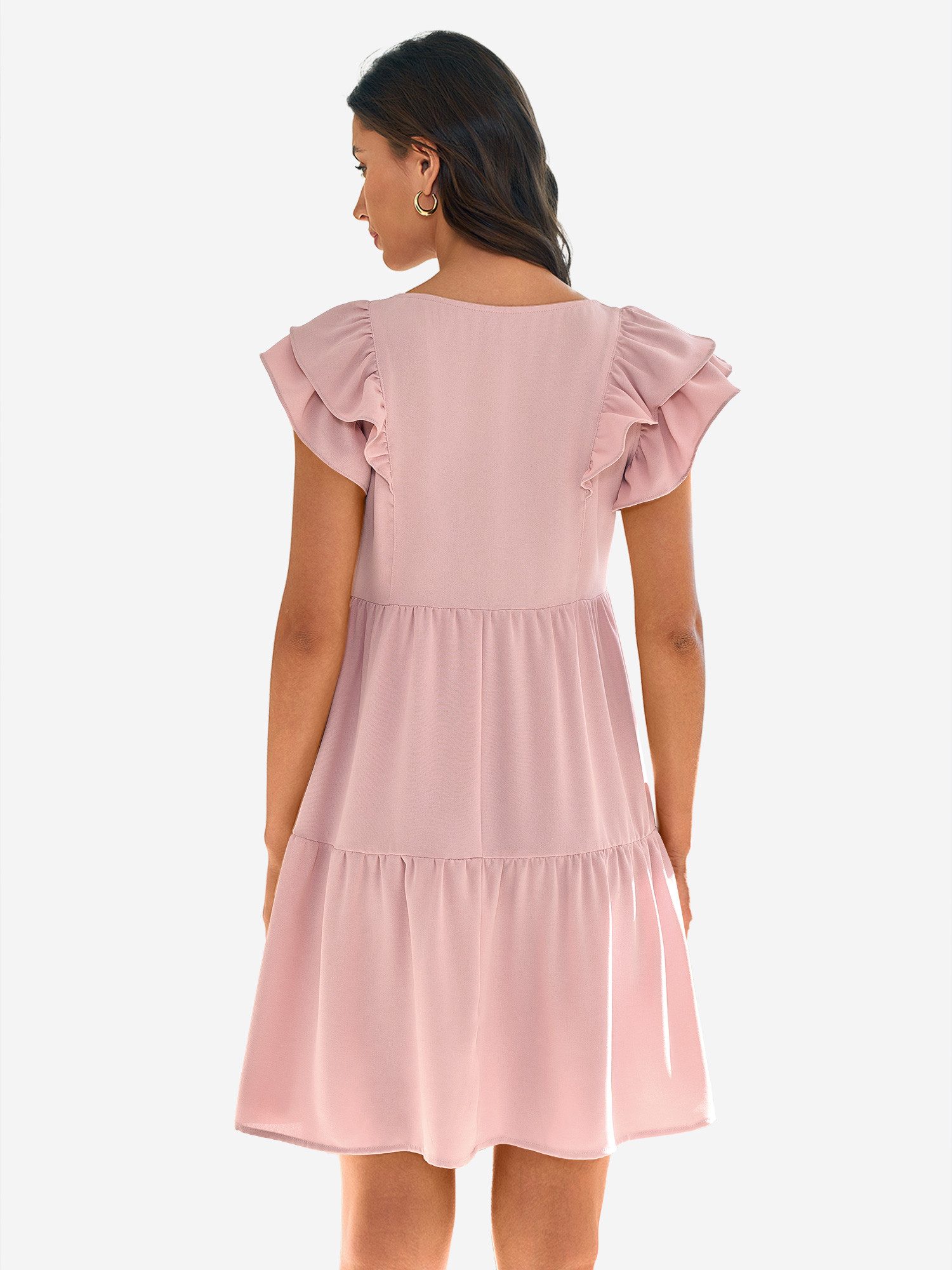 Imily Bela Minikleid Damen Niedliches Fließendes Babydoll-Kleid (Packung, 1-tlg., 1per-Pack) mit Rüschenärmeln