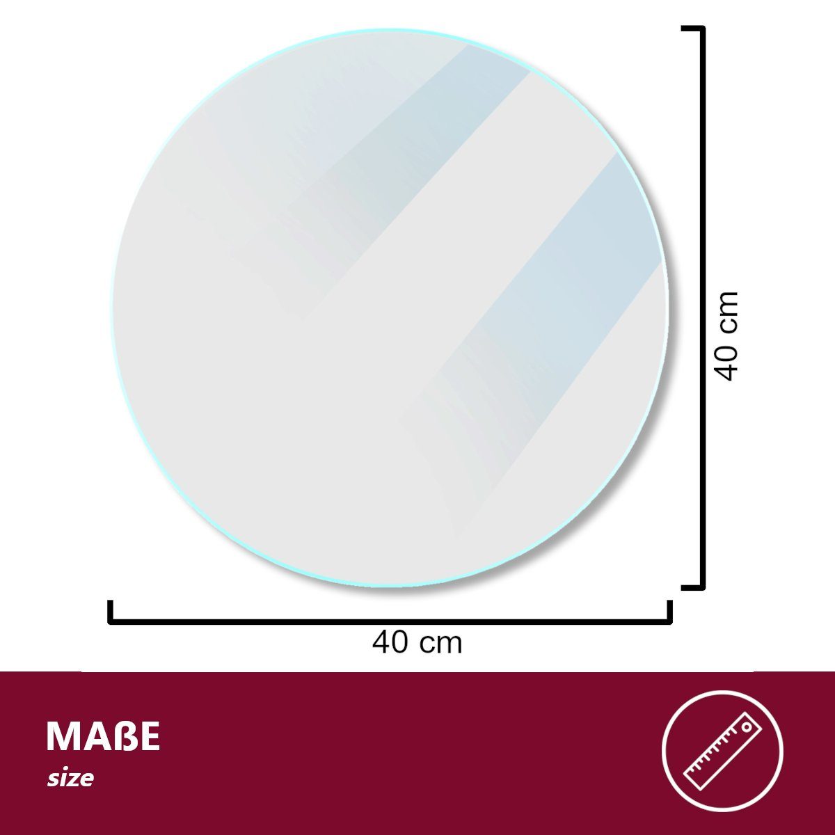 Tischplatte rund Ø40x0,6 Randschliff cm Klarglas, - HOOZ Glasplatte mit