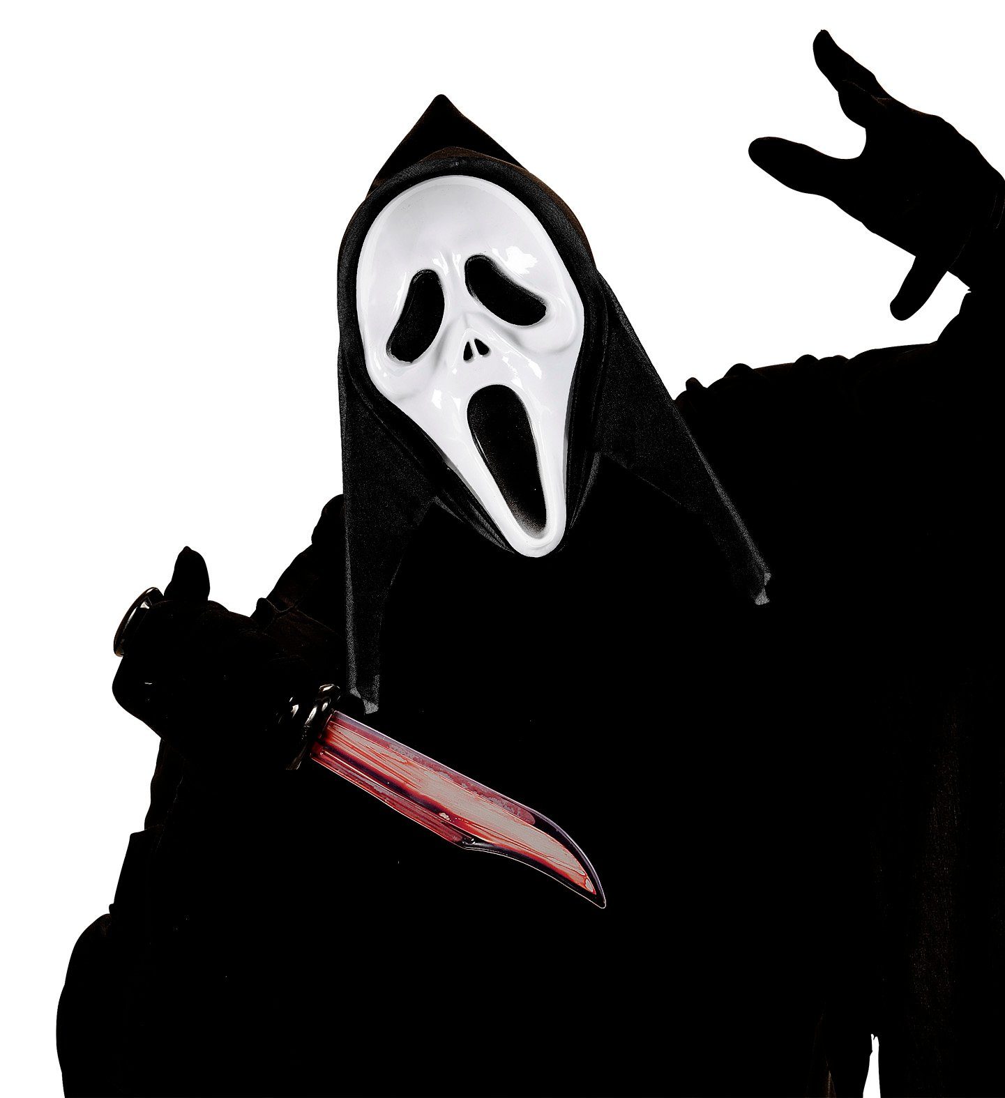 Widmann S.r.l. Verkleidungsmaske Scream Maske 'Schrei' mit Kapuze, Schwarz