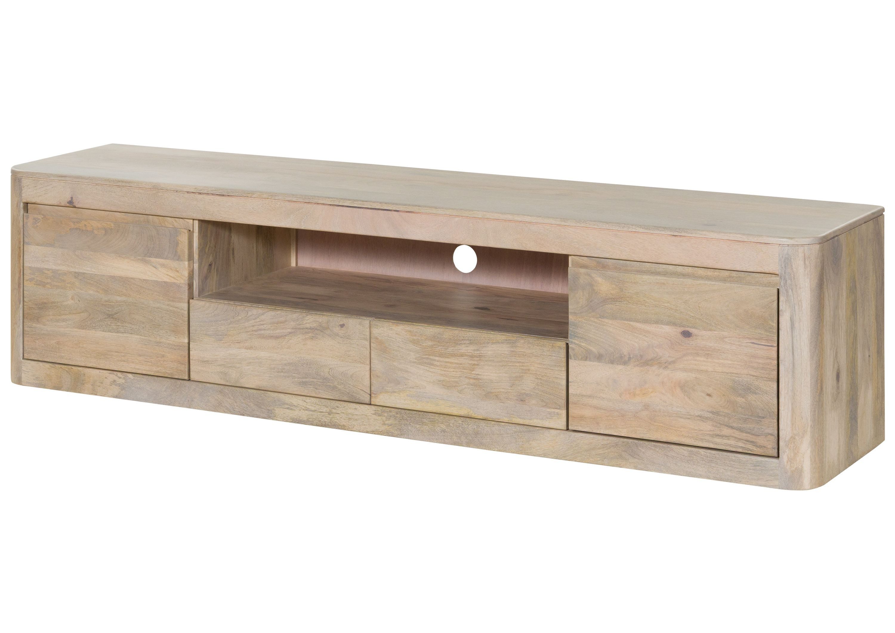 Massivmoebel24 TV-Board TORONTO (Massivholz), Mango 200x45x50 weiß lackiert TORONTO #351