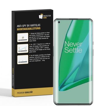 Protectorking Schutzfolie 1x 9H Panzerglas für OnePlus 9 FULL CURVED PRIVACY ANTY-SPY Displaysch, (1-Stück), Displayschutz, Schutzglas ANTI-SPY PRIVACY BLICKSCHUTZ 9H Härte