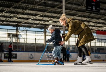 NIJDAM Gleitschuh Eisläufer für Kinder • Größe variabel 24-34 • Schlittschuhe / blau