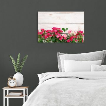wandmotiv24 Leinwandbild Rosa und karminrote Rosen, Blumen und Pflanzen (1 St), Wandbild, Wanddeko, Leinwandbilder in versch. Größen